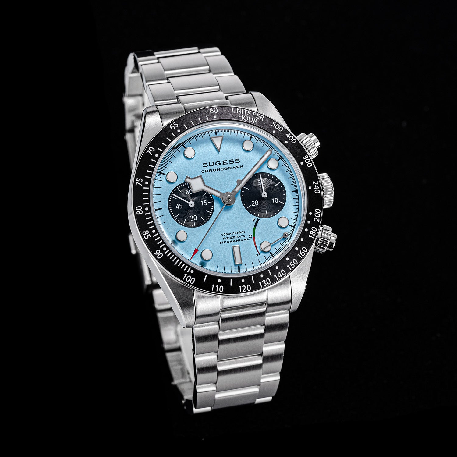 Chrono Heritage S457 Chronograph Power Reserve Light Blue Panda Dial