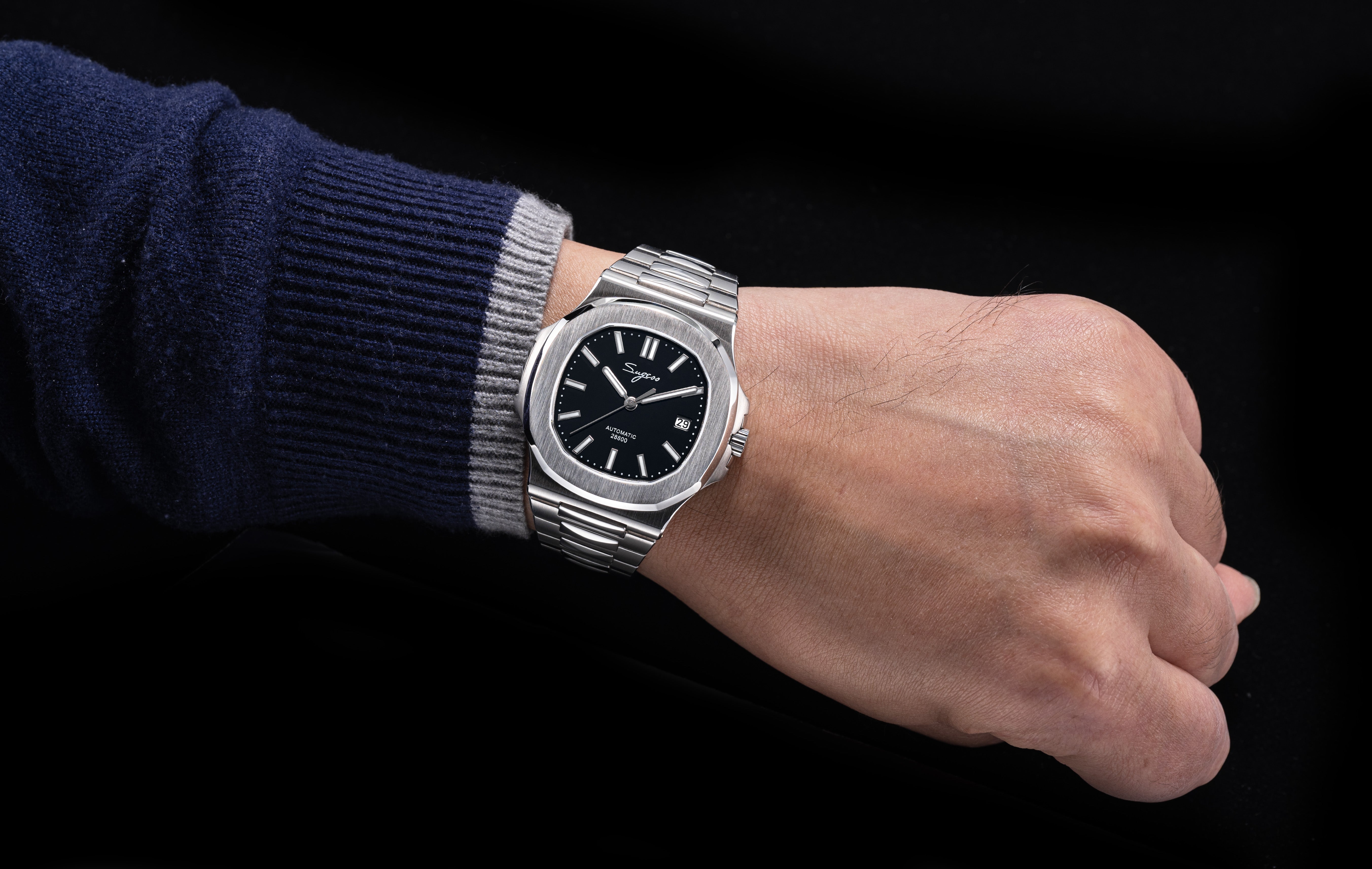 Heritage S466 PP Octagonal Day Display Black Dial Stainless-Steel Auto