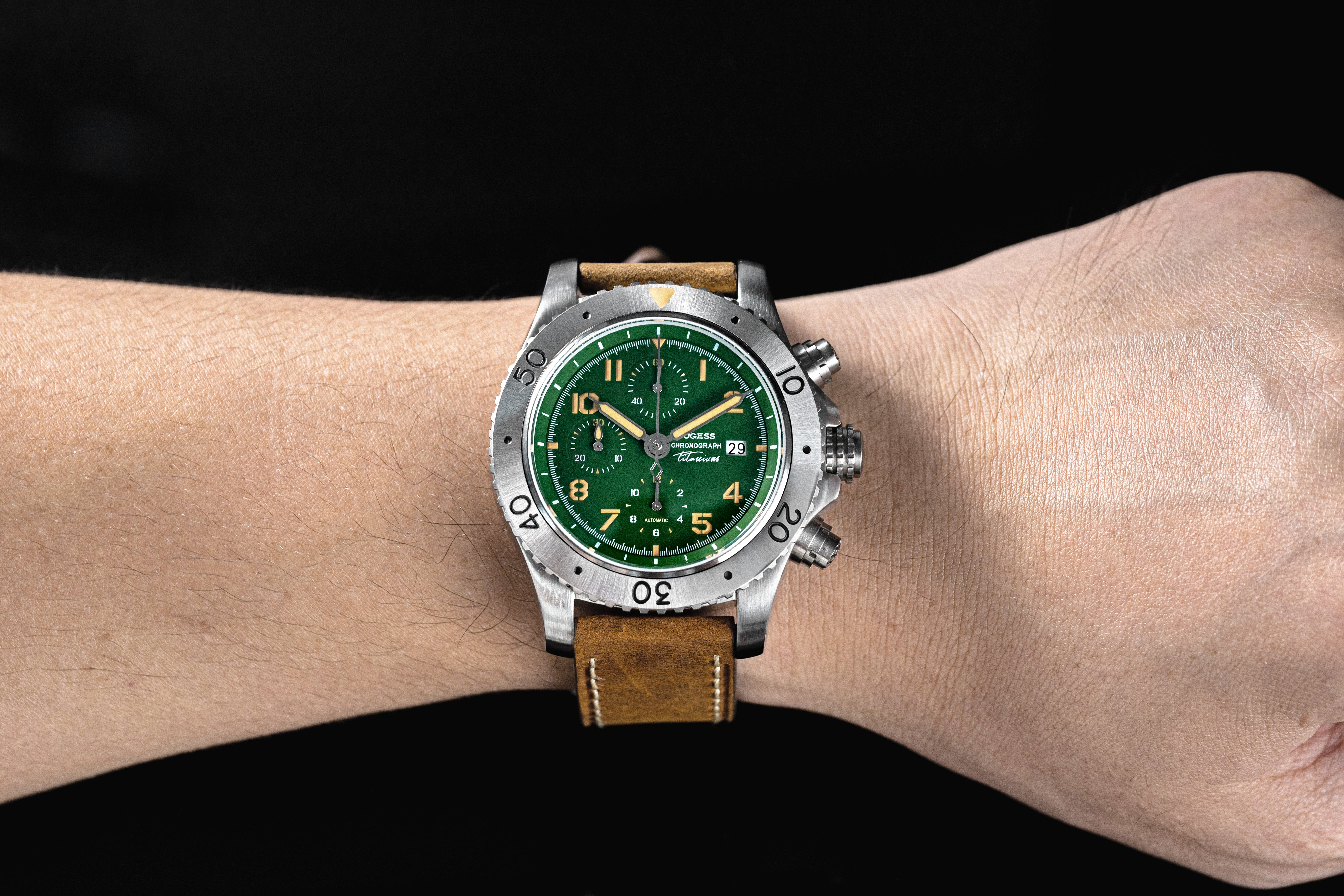 Sugess S464 Titanium Chronograph Green Dial