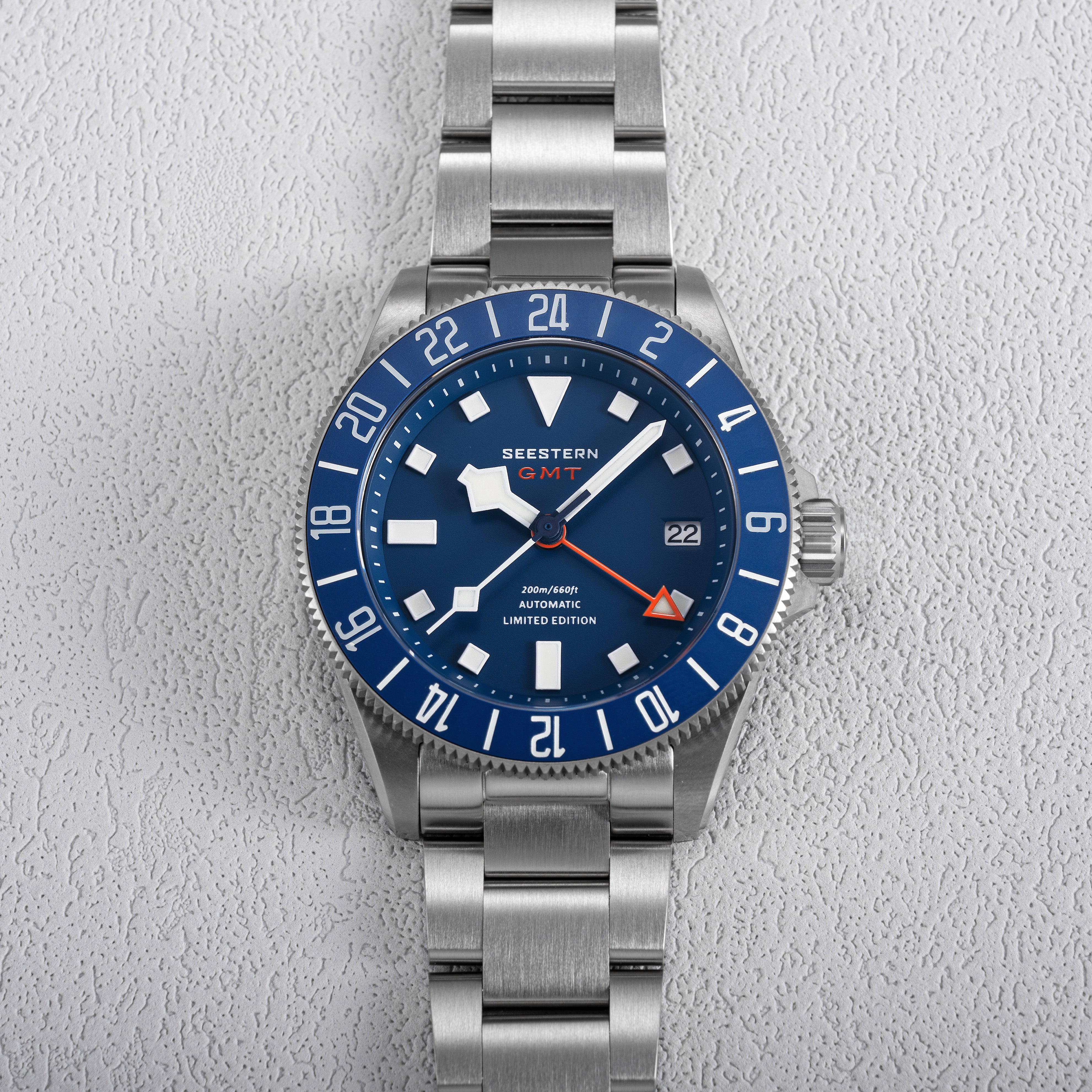 SEA - SEA プルオーバー Seestern S462 Titanium Professional GMT Diver Blue Dial Blue Bezel Lim