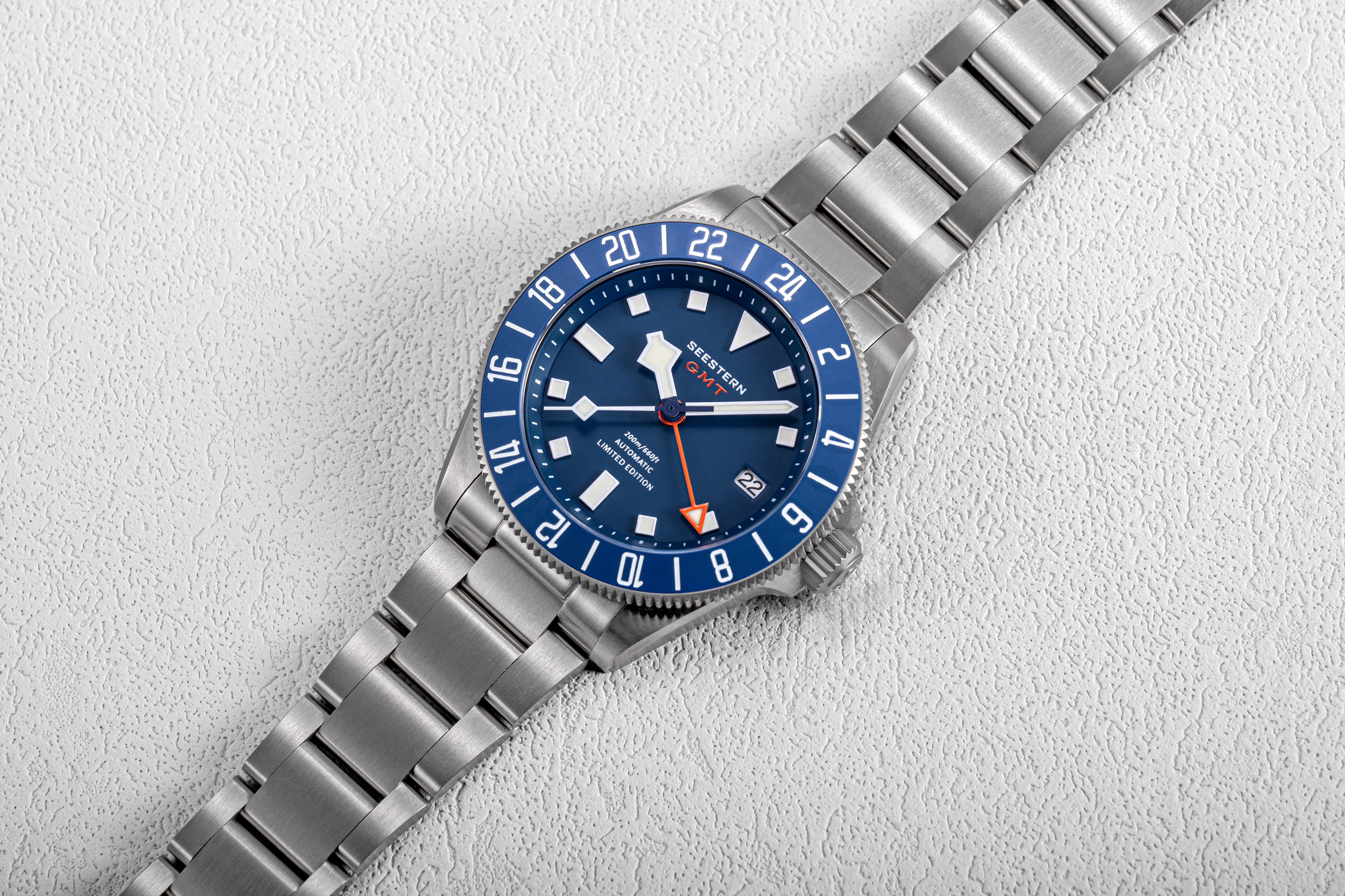 Seestern S462 Titanium Professional GMT Diver Blue Dial Blue Bezel Lim