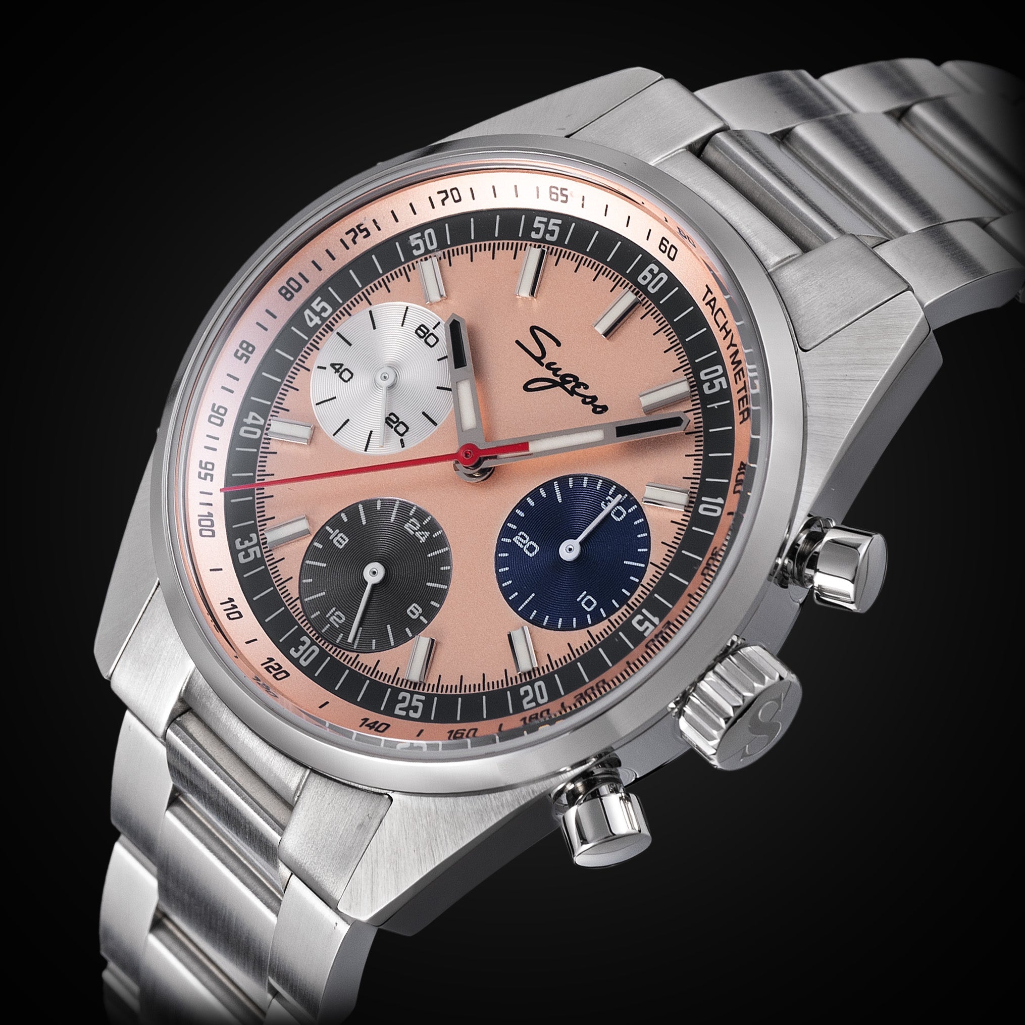 Sugess S465 Chronograph Stainless Steel Special Champagne Dial Silver