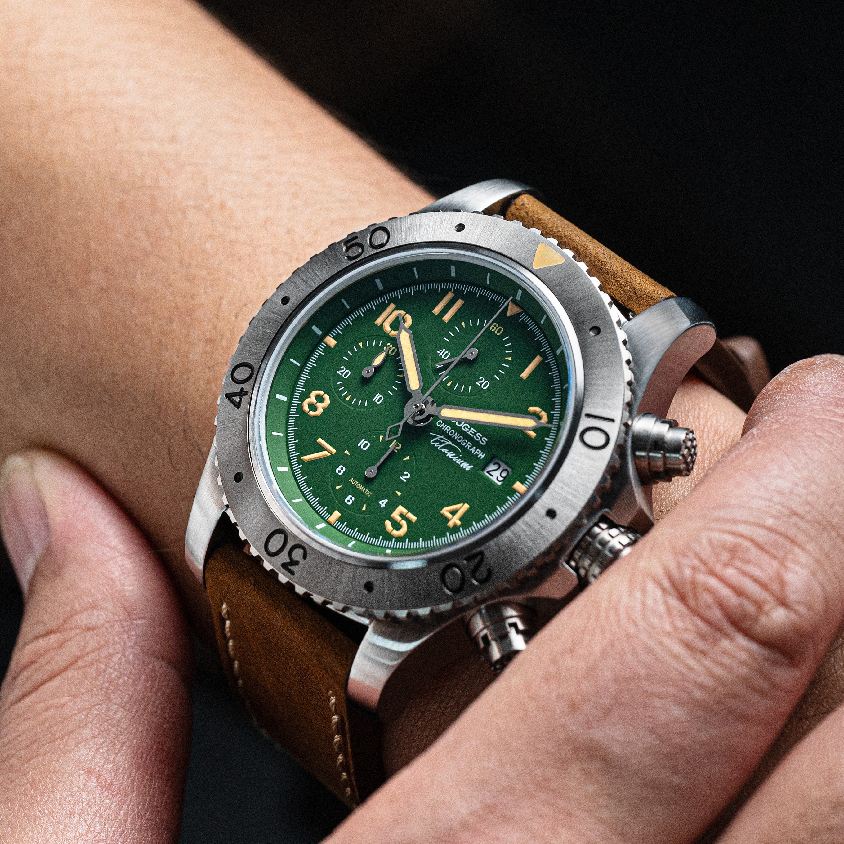 Sugess S464 Titanium Chronograph Green Dial