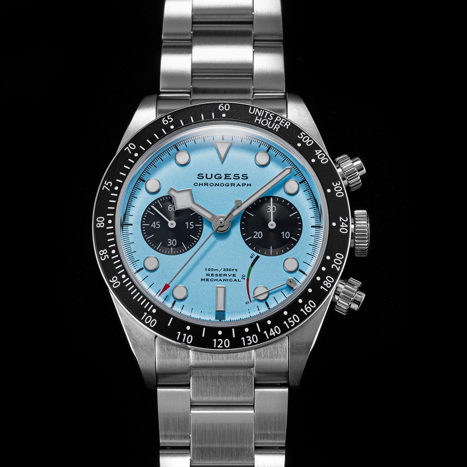 Chrono Heritage S457 Chronograph Power Reserve Light Blue Panda Dial