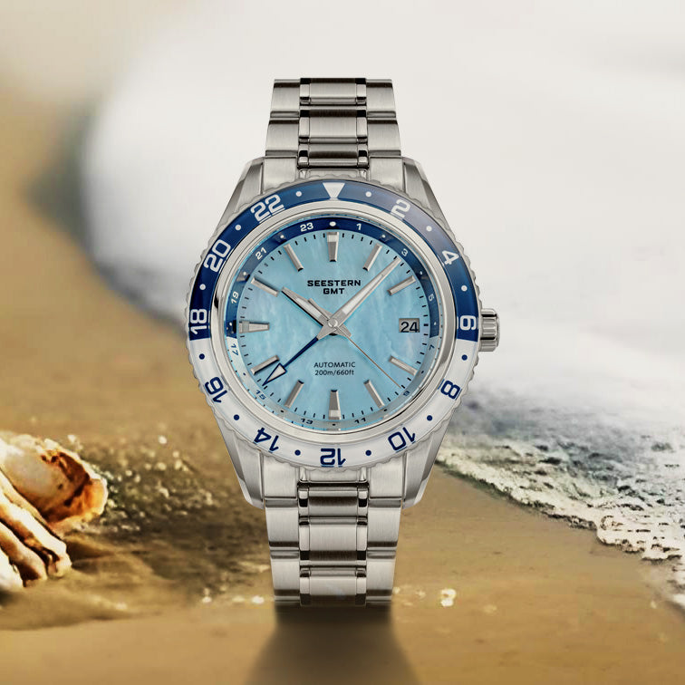 Seestern S456 GMT Automatic Light Blue Pearl Dial Automatic