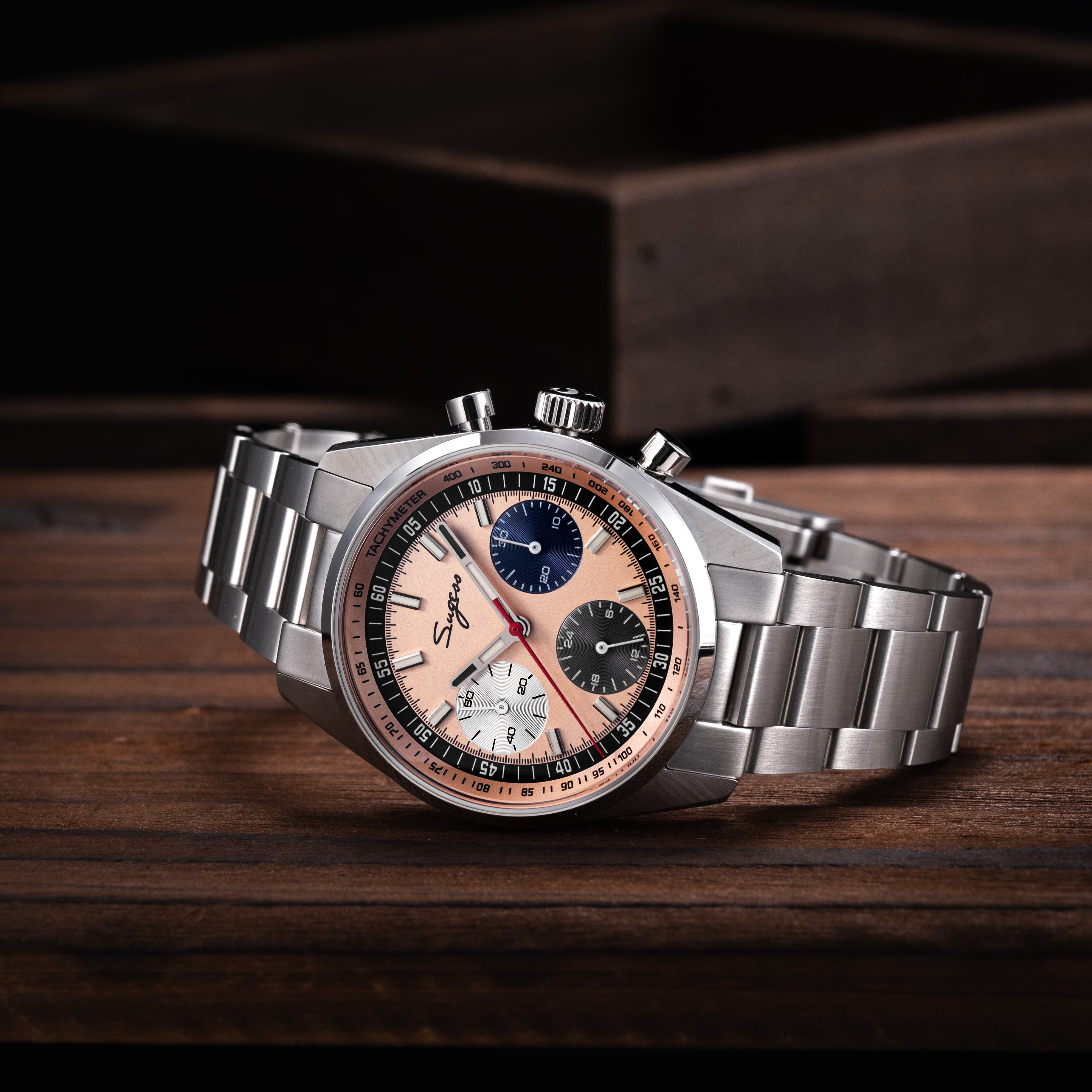 Sugess S465 Chronograph Stainless Steel Special Champagne Dial Silver