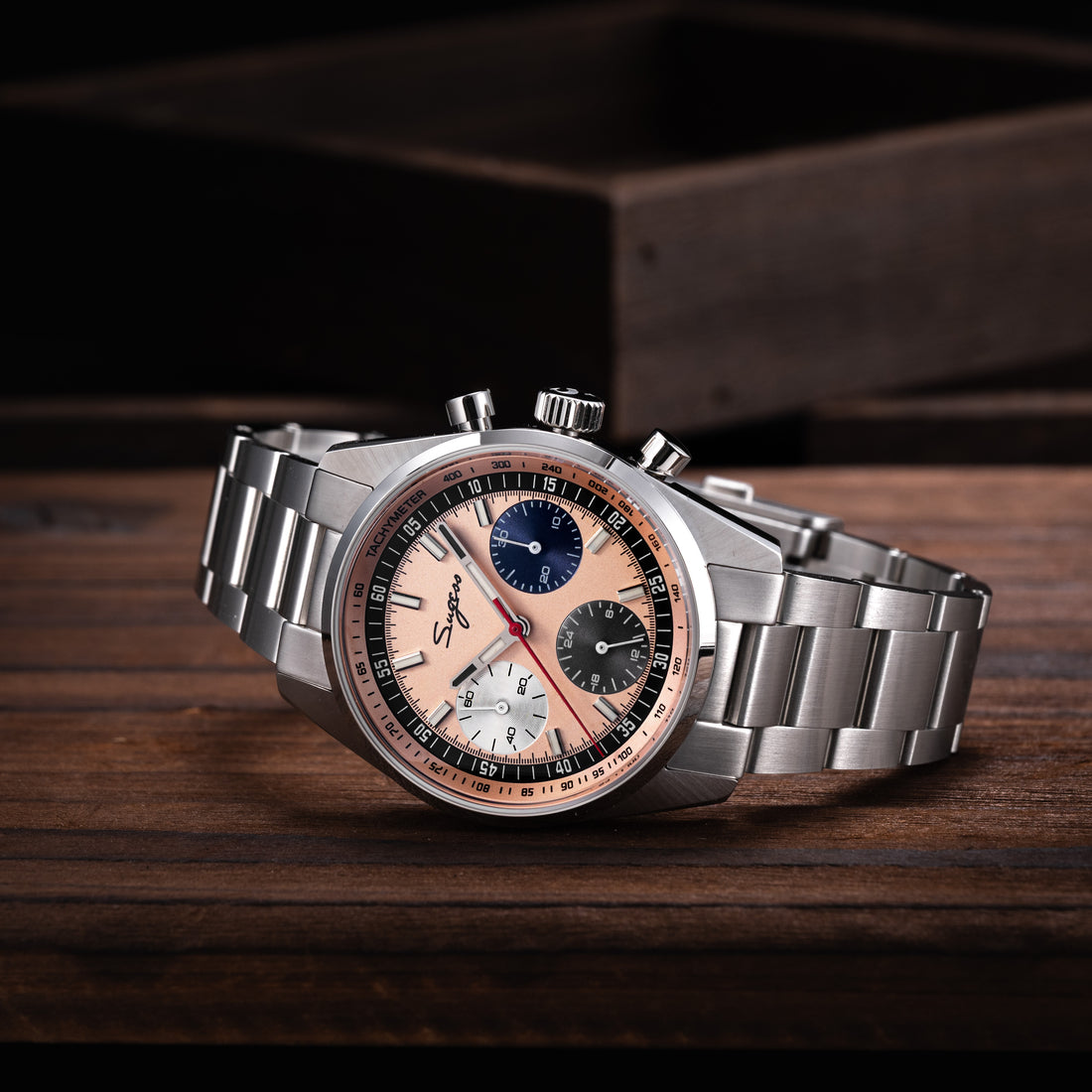 Sugess S465 Chronograph Stainless Steel Special Champagne Dial Silver Hand