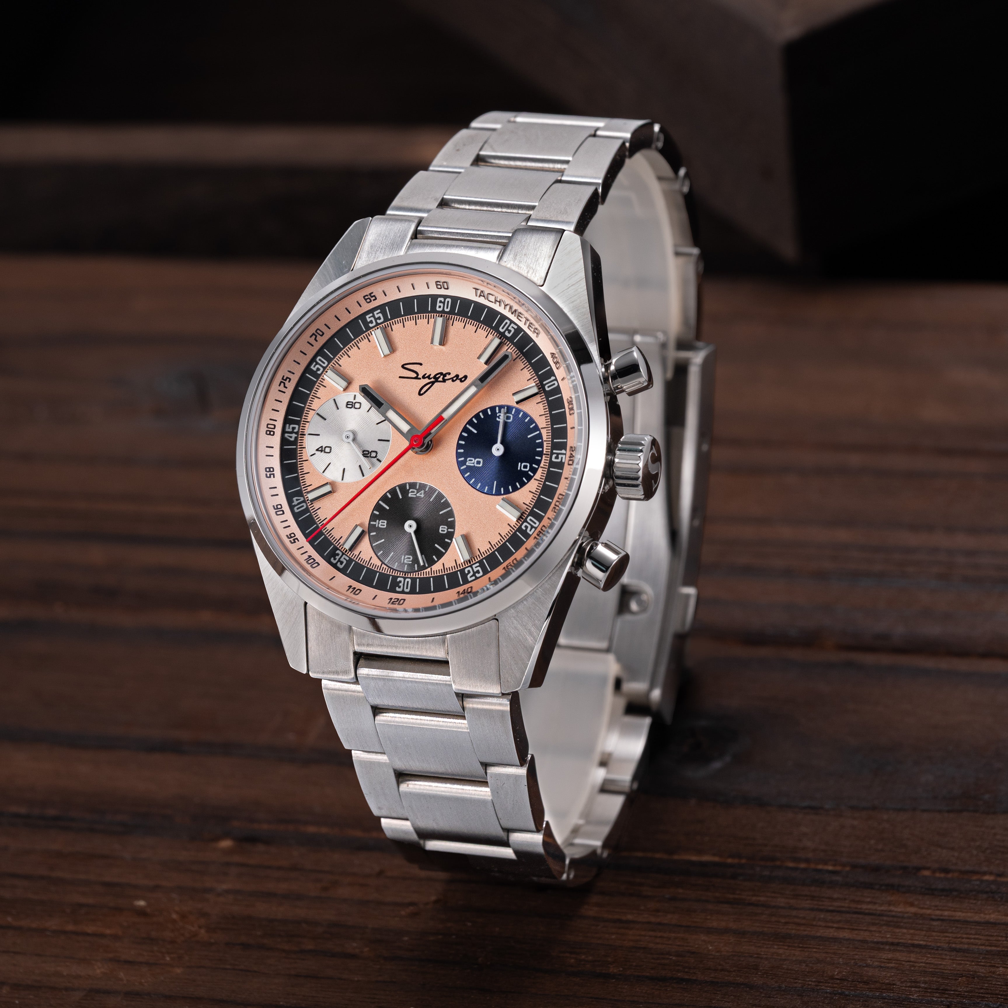 Sugess S465 Chronograph Stainless Steel Special Champagne Dial Silver