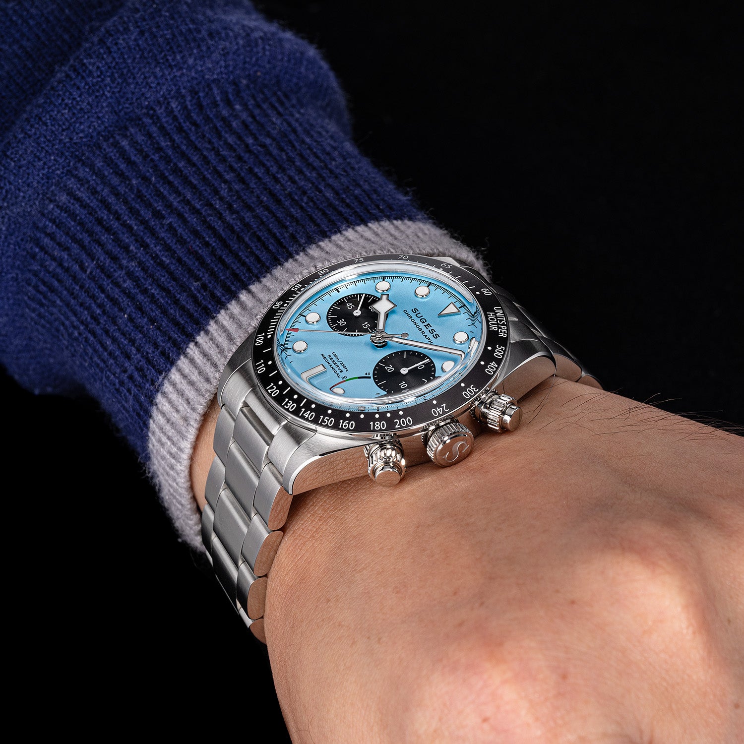 Chrono Heritage S457 Chronograph Power Reserve Light Blue Panda Dial