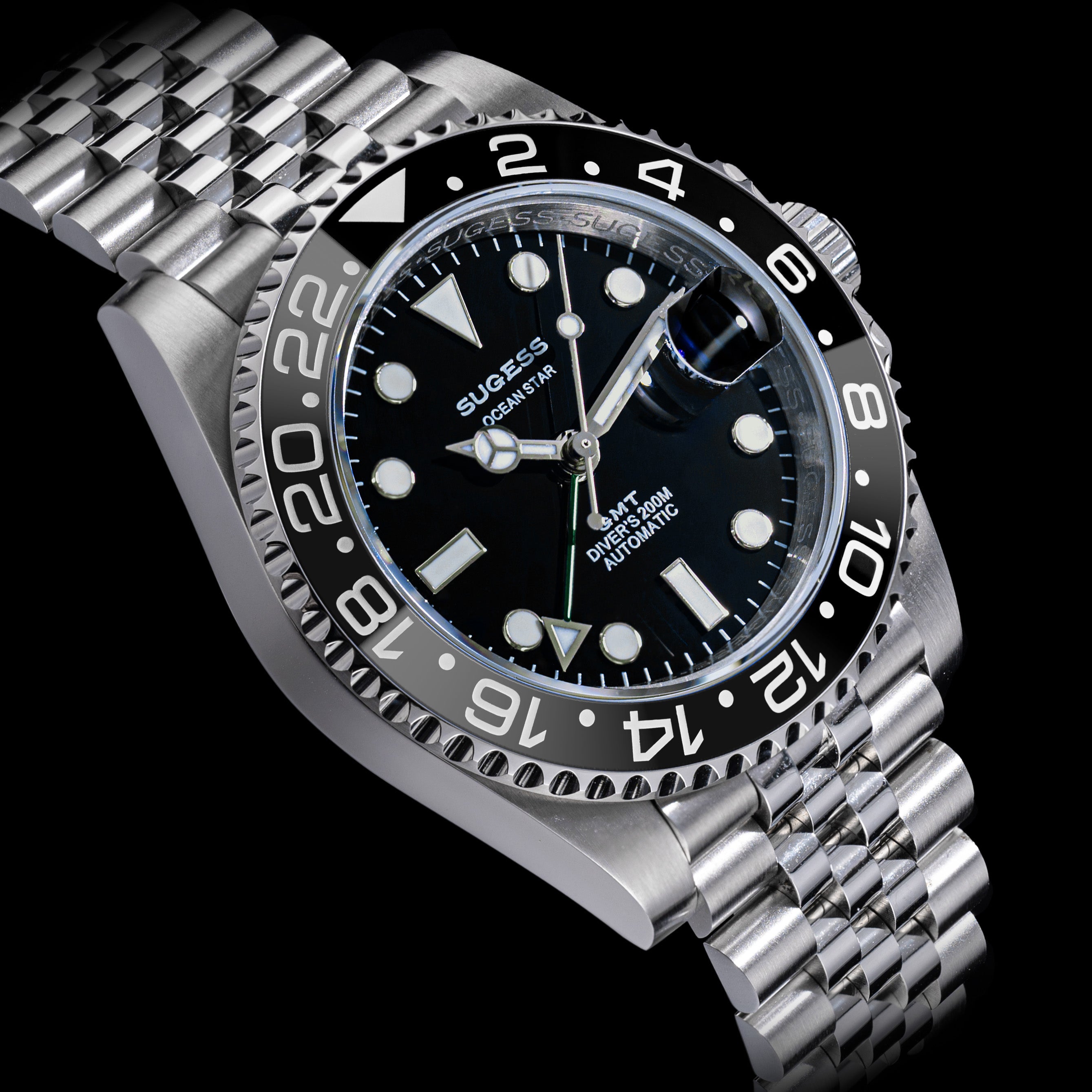 Sugess GMT Diver's Stainless Steel Ceramic Bezel High Beat 28,800