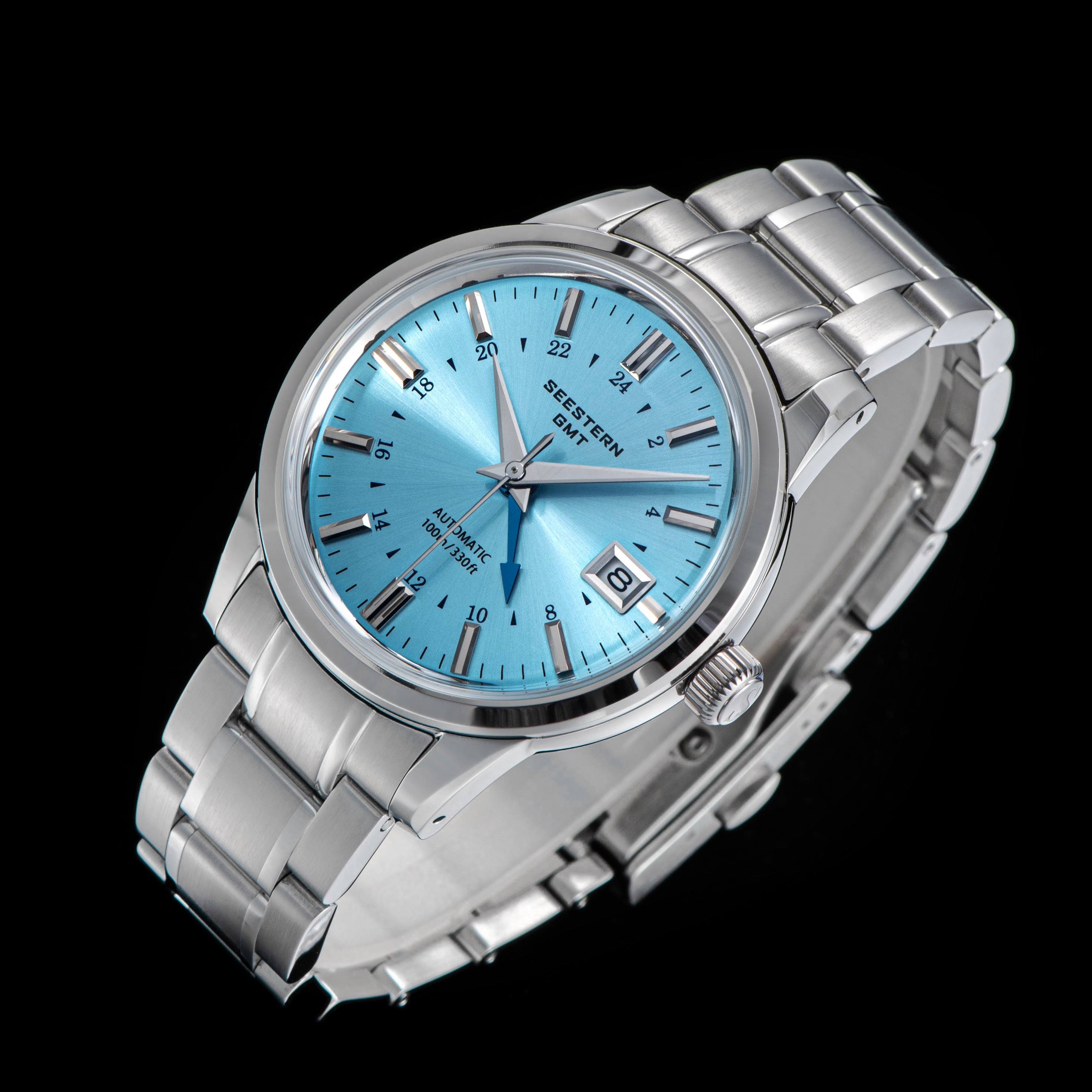 seestern GMT腕時計アイスブルー Seestern S446 GMT Watch Ice Blue Dial (Seiko NH34 GMT movement)