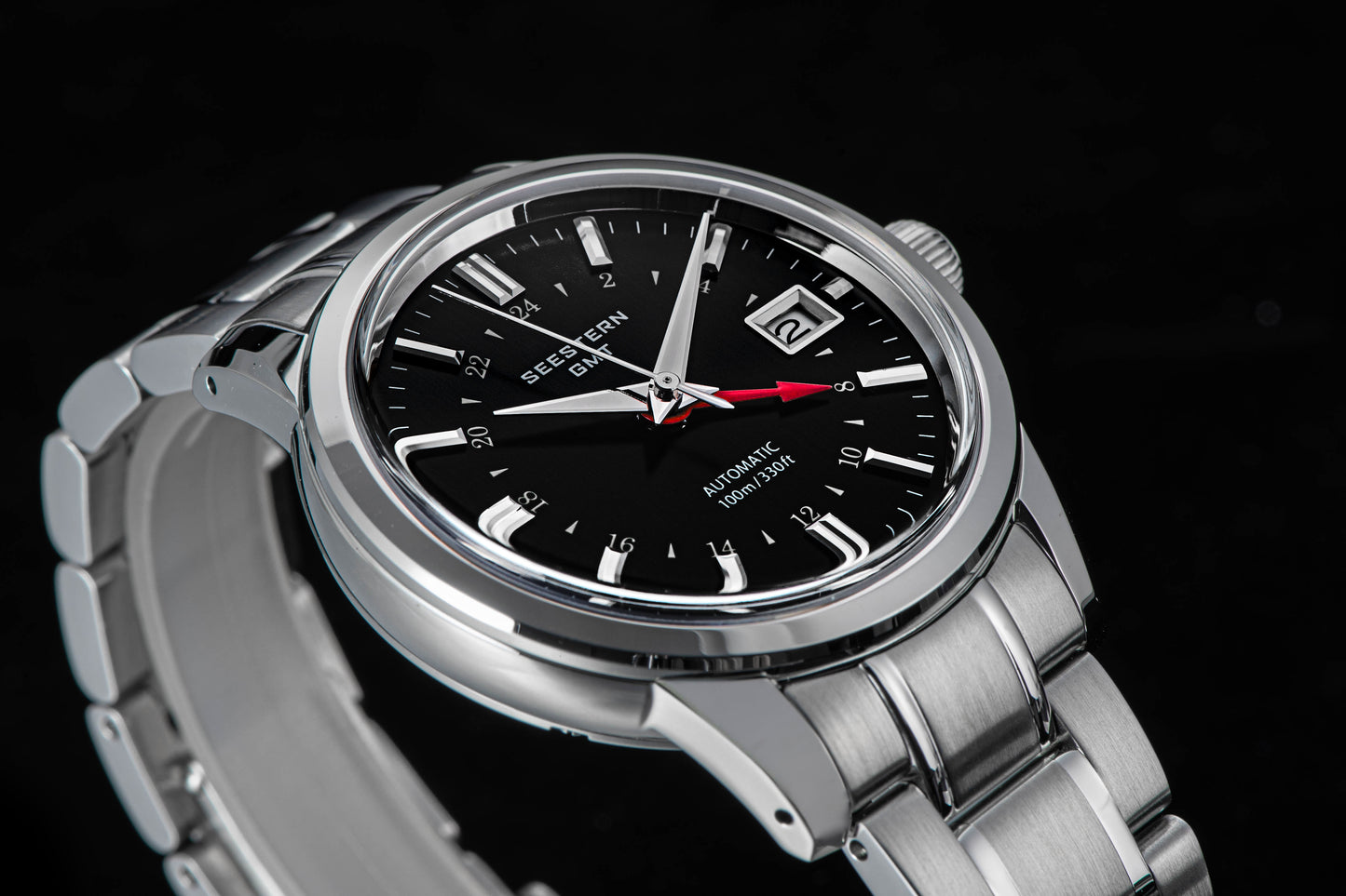 Seestern S446 GMT Watch Black Dial (Seiko NH34 GMT movement)