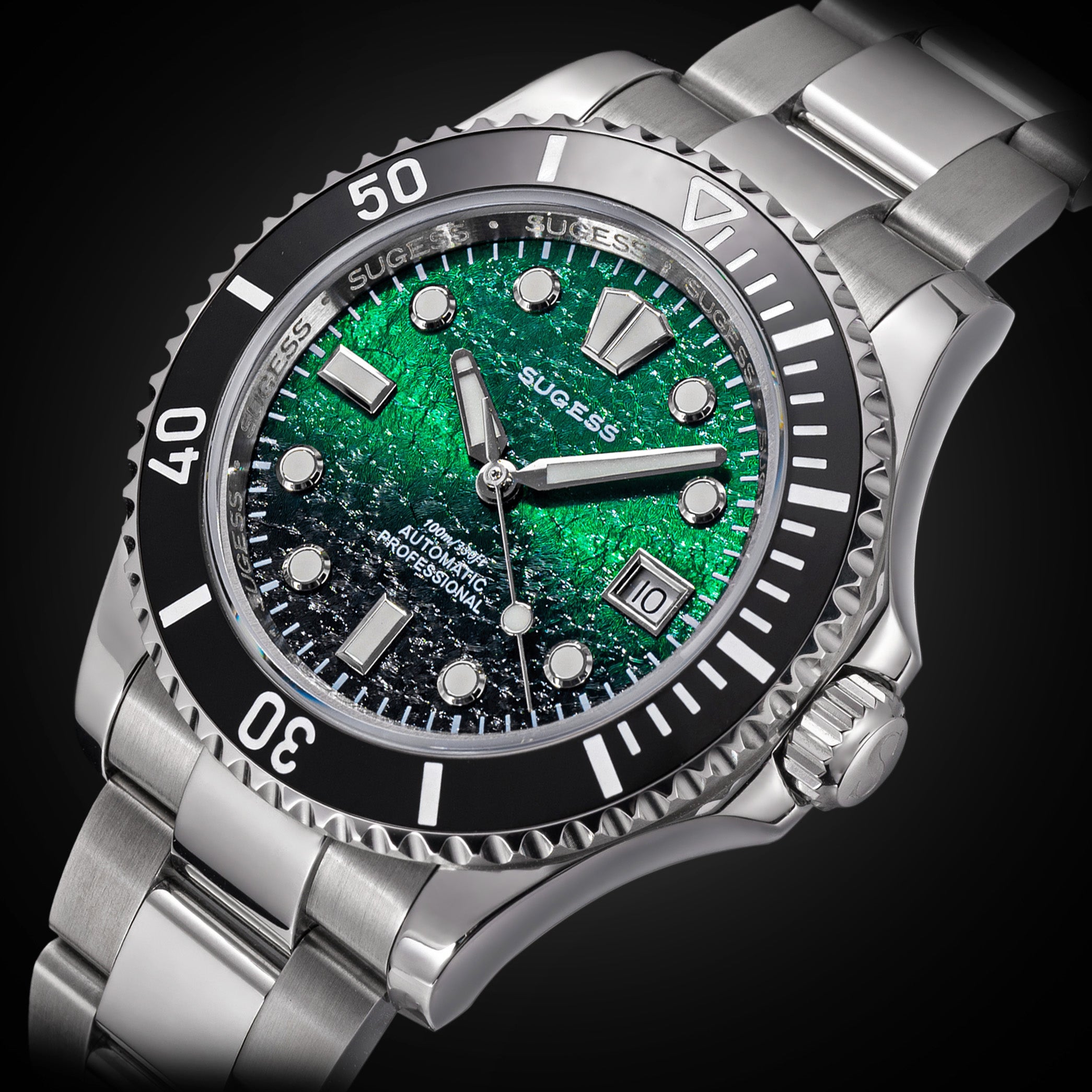 sugar s Sugess S476 Green Glacier Crackle Dial Automatic