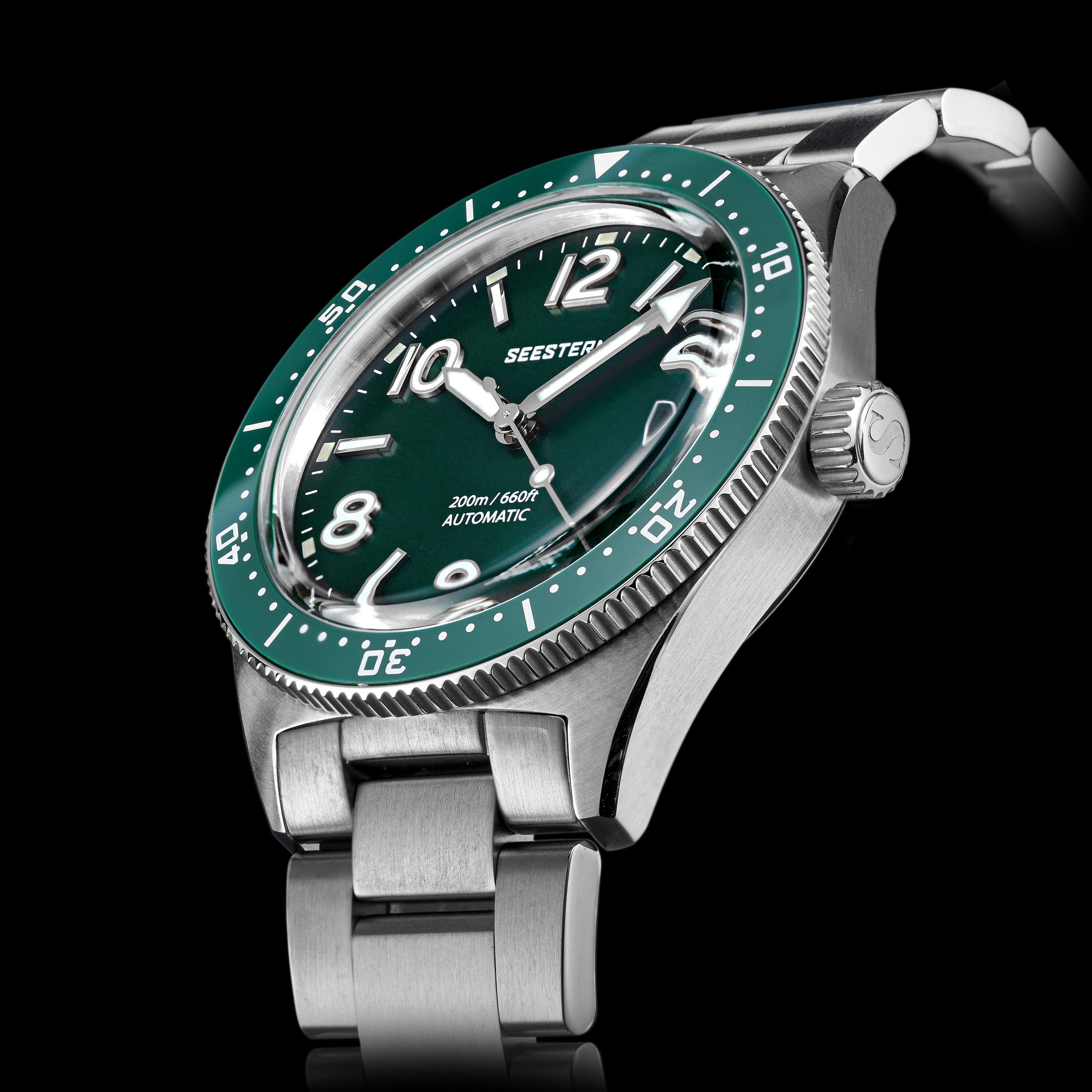 Seestern S434-2 Stainless-Steel Green Dial Professional Diver Automati