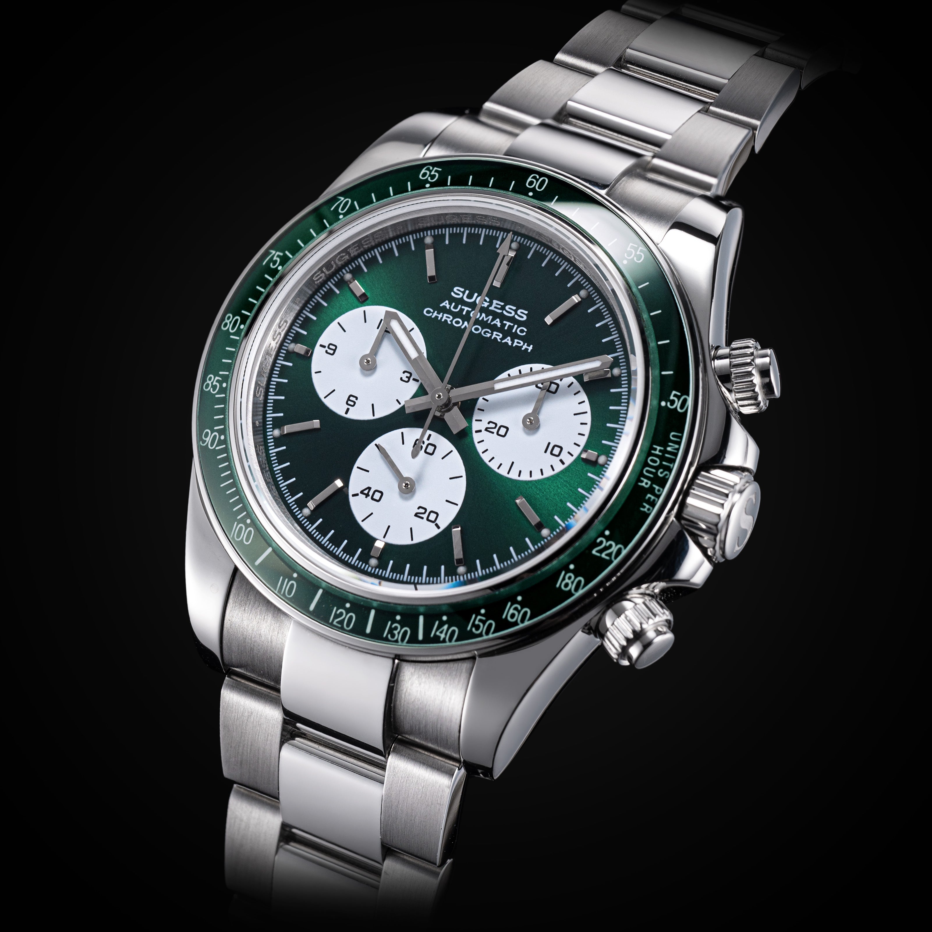 時計 SEESTERN automatic Seestern S473 Automatic Chronograph Sapphire Bezel Green Dial