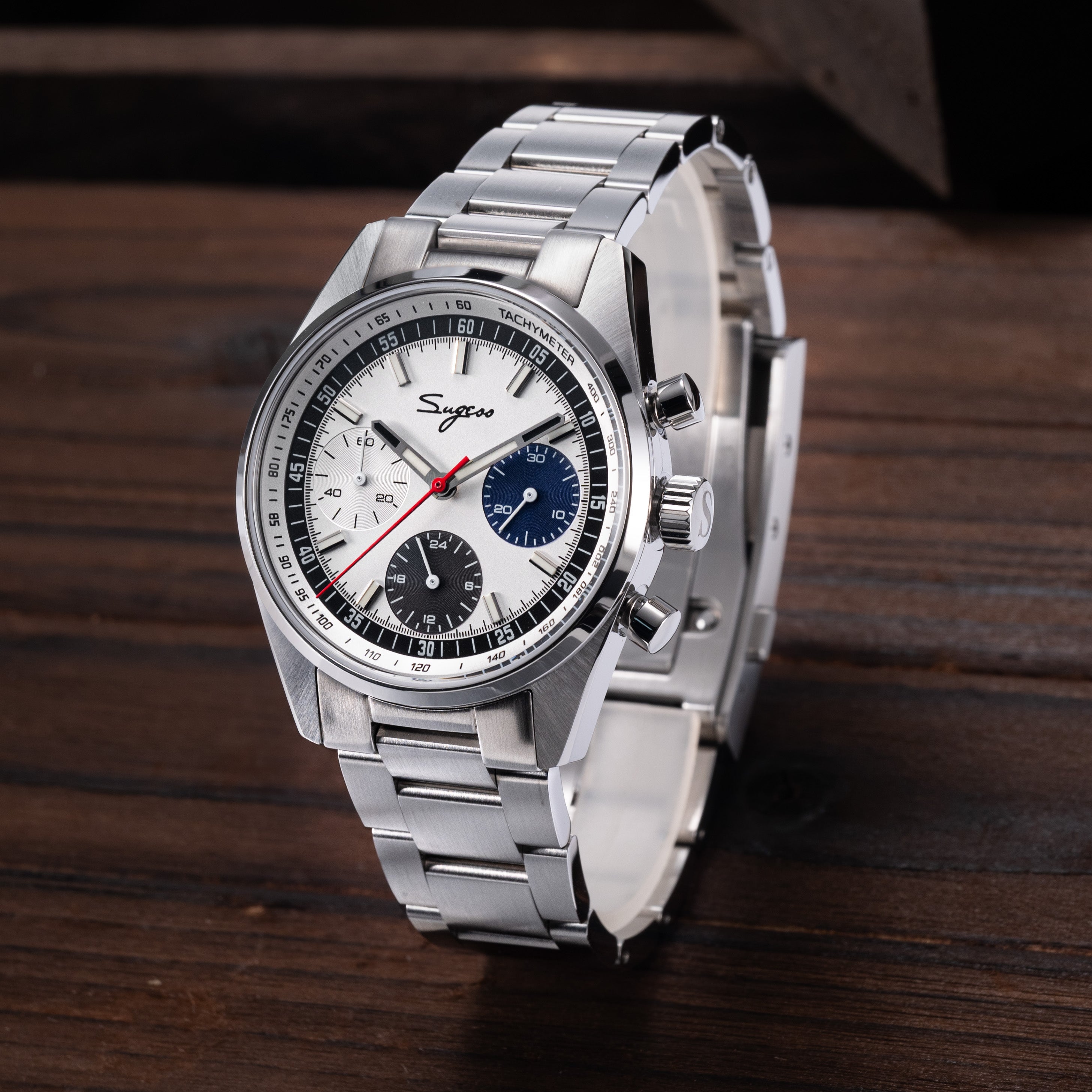 Sugess S465 Chronograph Stainless Steel Special Dial Silver Hand