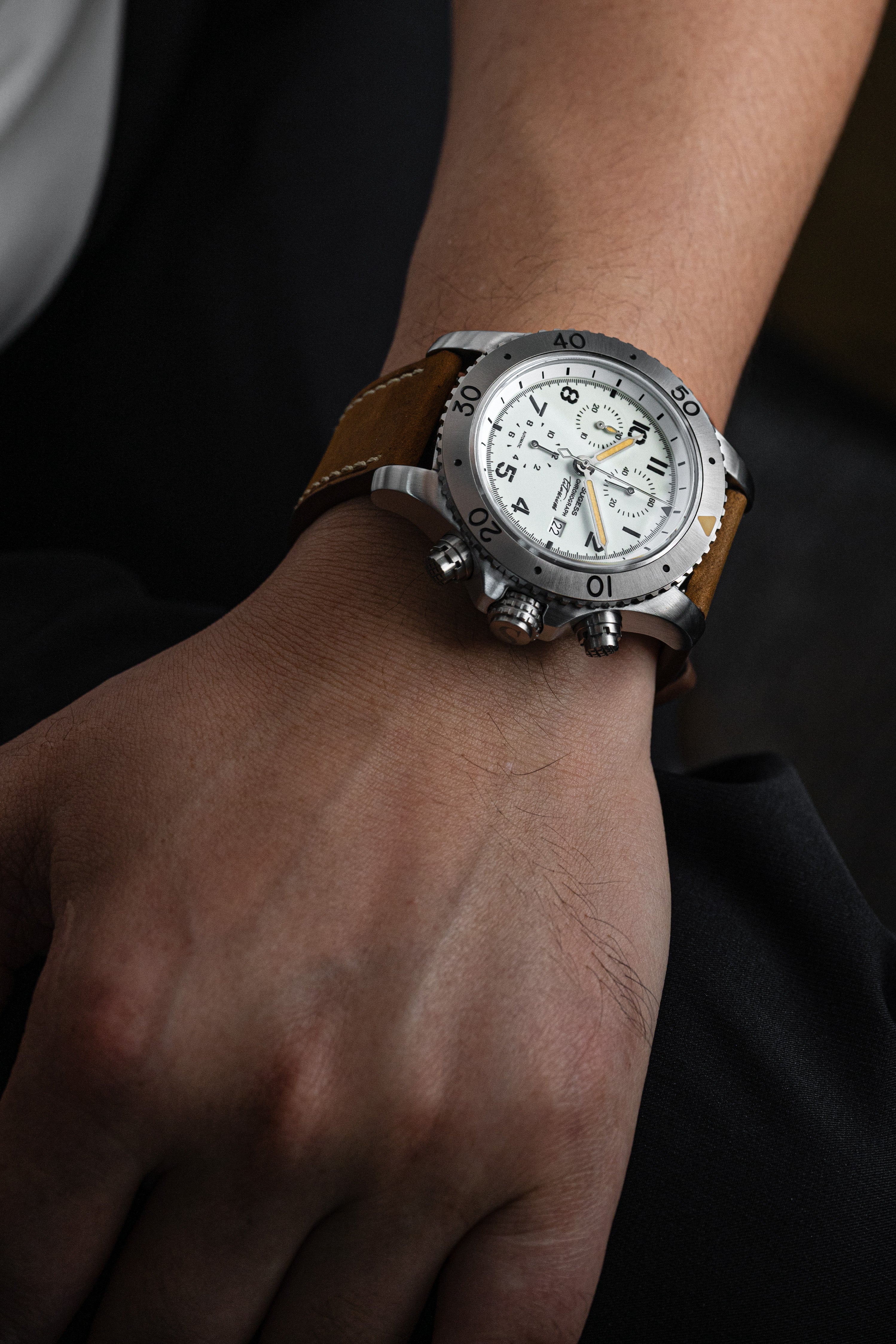 Sugess S464 Titanium Chronograph White Dial