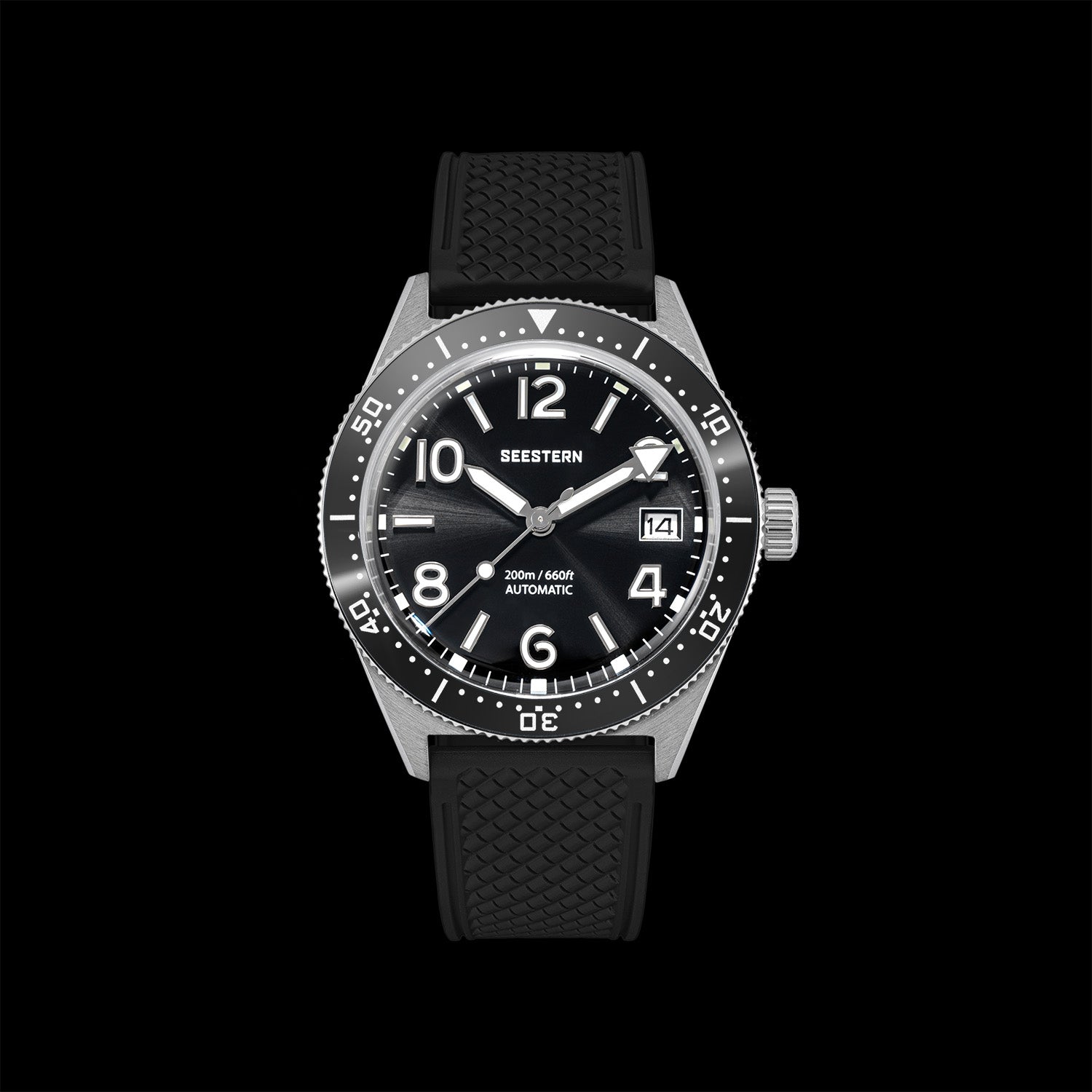 Seestern S404 Orologio Subacqueo Automatico Uomo – Acciaio Nero 316L, Vetro Zaffiro, 200m