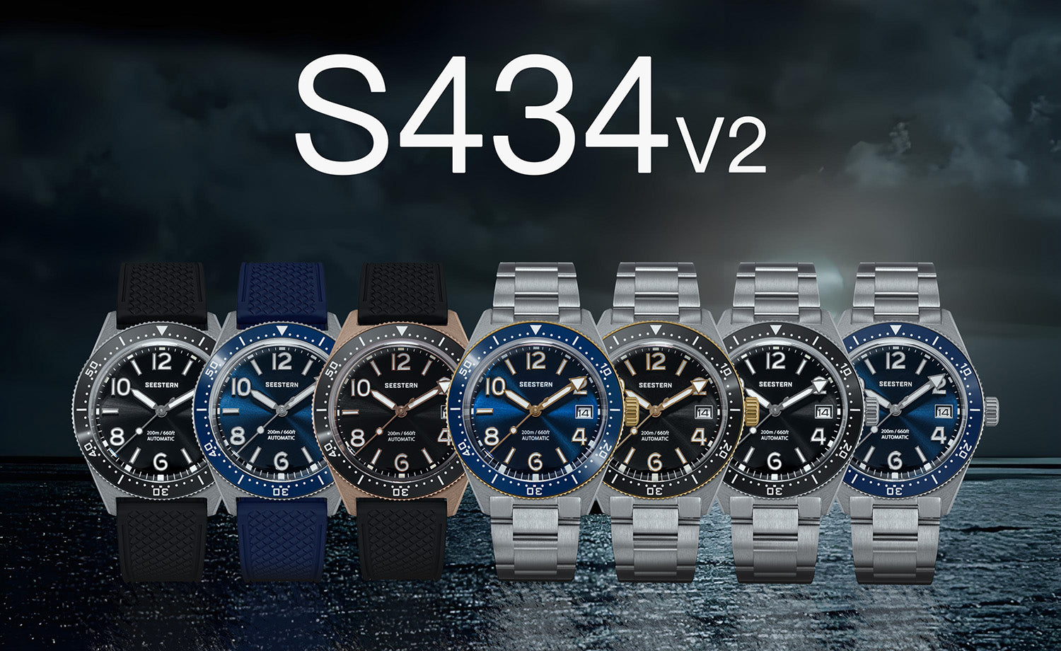 Seestern S434-2 Stainless-Steel Black Dial Professional Diver Automati