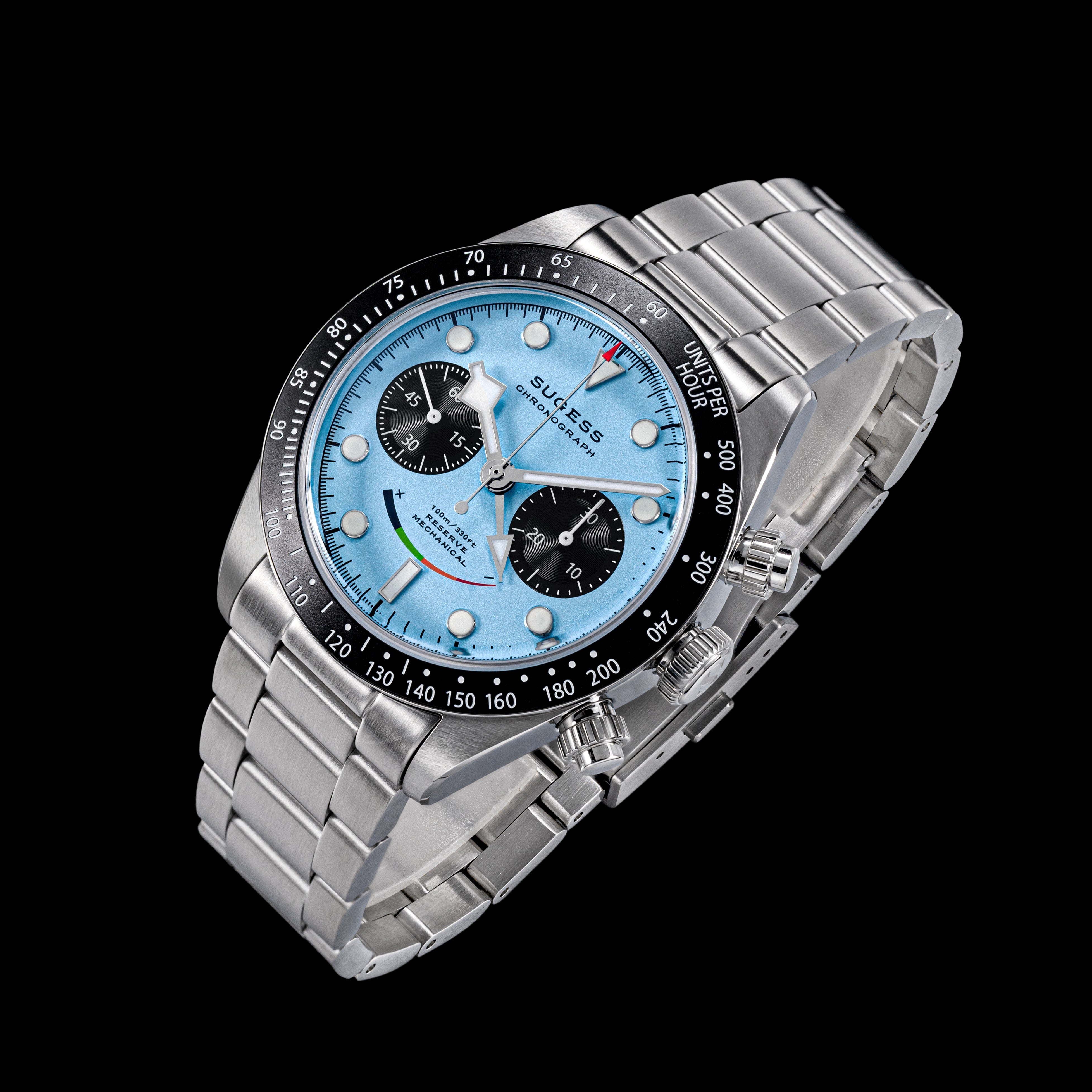 Chrono Heritage S475 Chronograph Power Reserve Smile Light Blue Panda