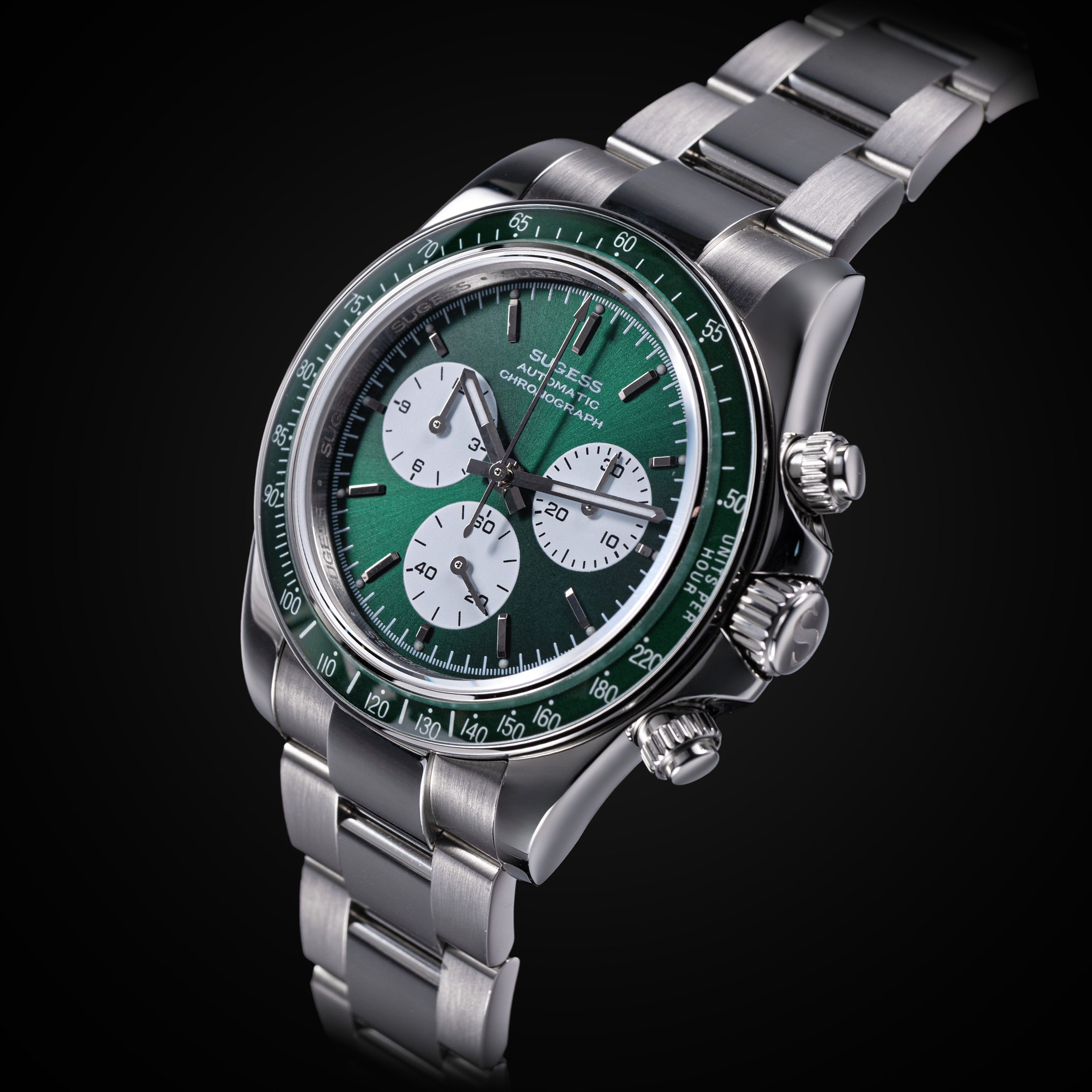 Seestern S473 Automatic Chronograph Sapphire Bezel Green Dial