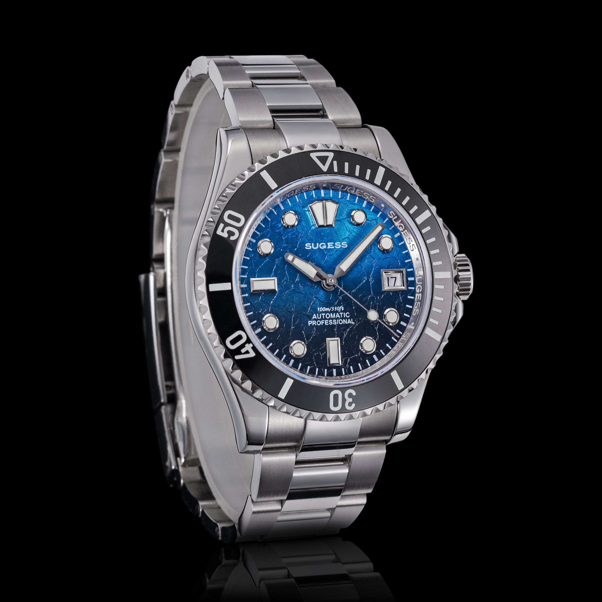 Sugess S476 Blue Glacier Crackle Dial Automatic