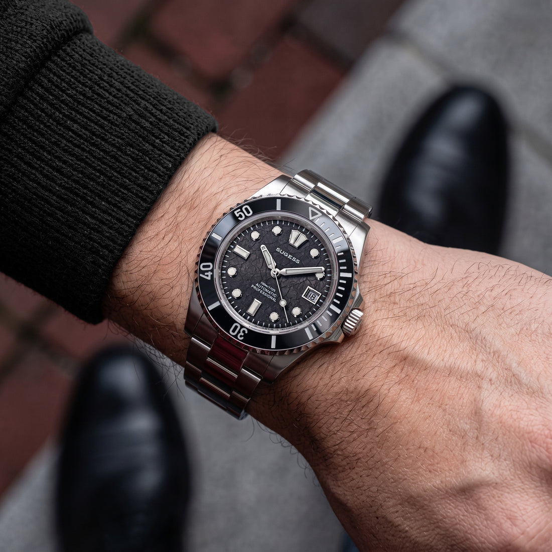 Sugess S476 Black Glacier Crackle Dial Automatic