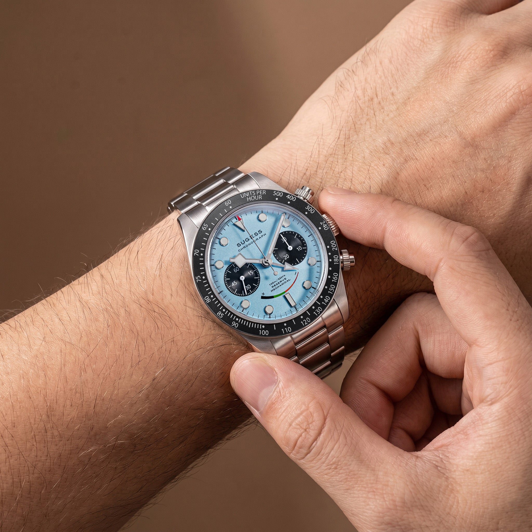 Chrono Heritage S475 Chronograph Power Reserve Smile Light Blue Panda