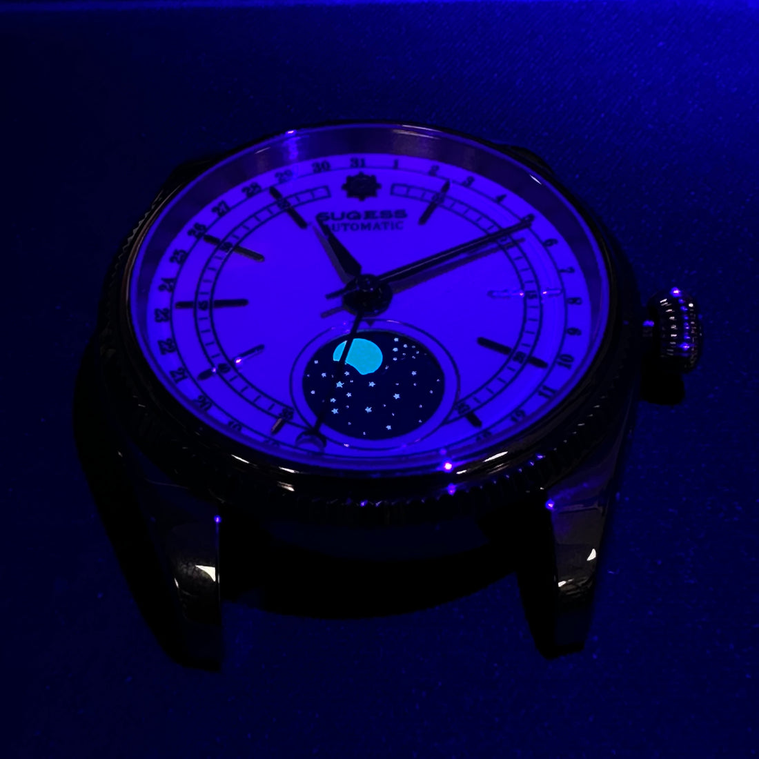 MoonPhase Master S452 Stainless-Steel Light Blue Dial Deep Blue Strap