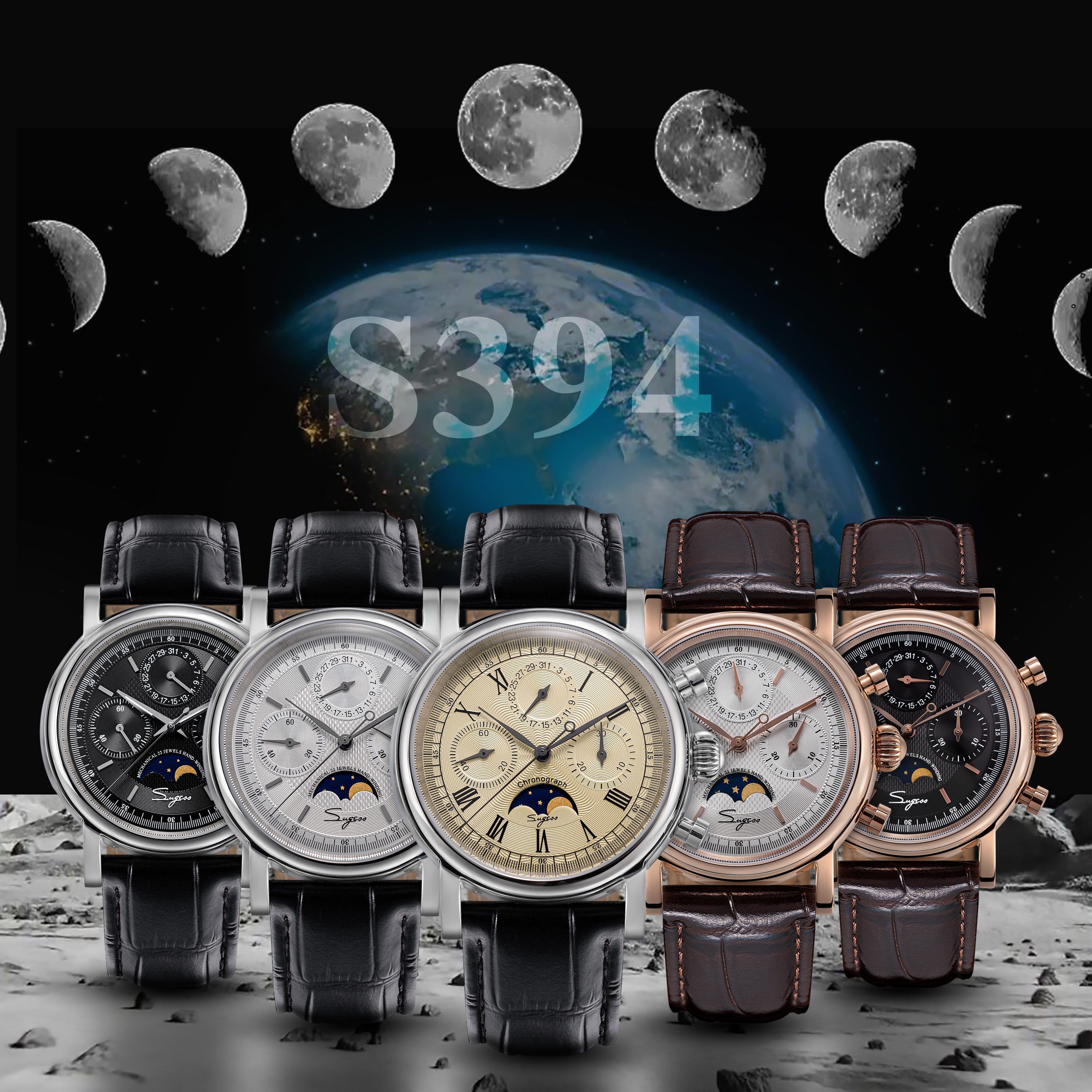 Sugess Moonphase Seagull ST1908 Movement Watch SU1908SW