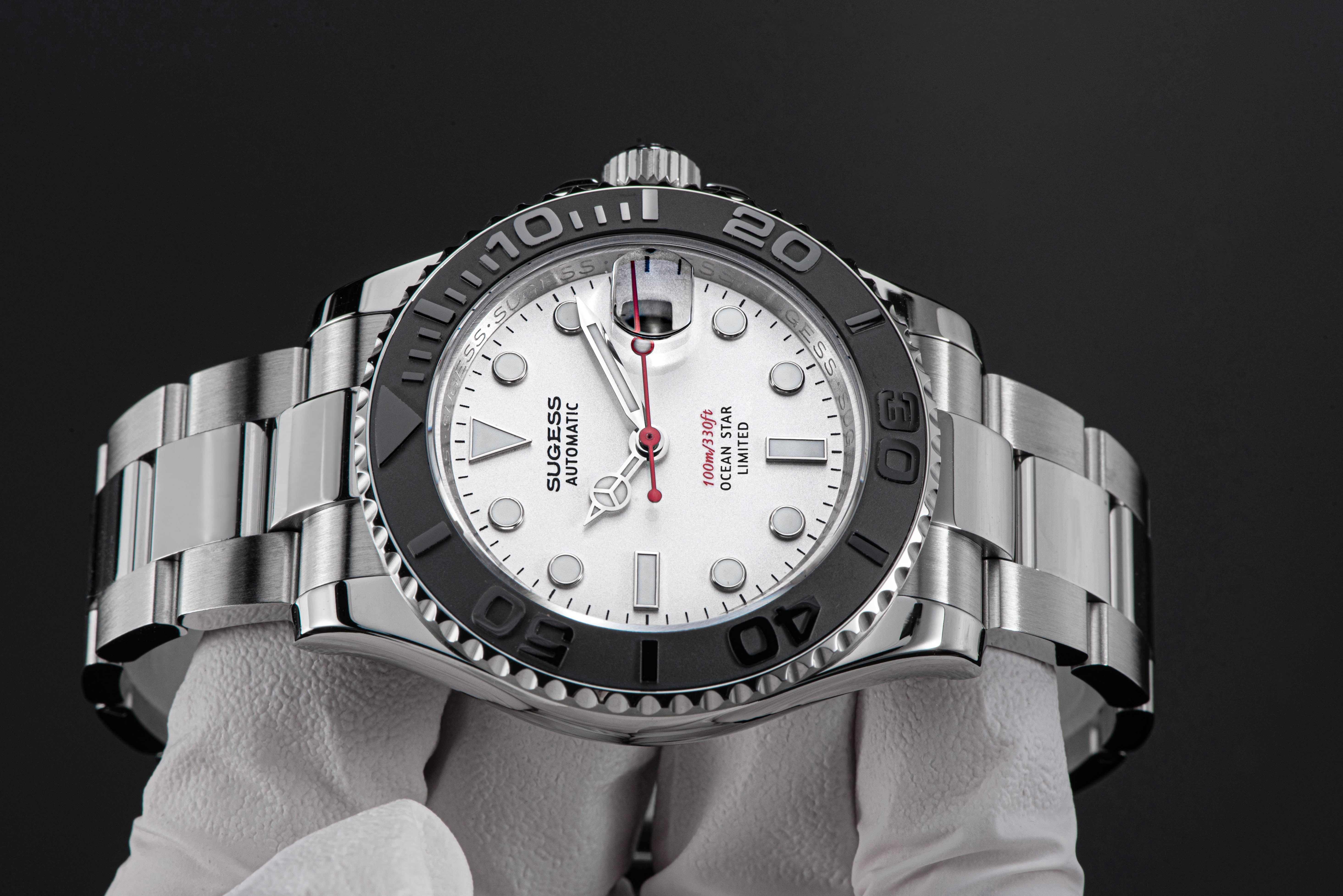 Ocean Star S450 YM Diver Watch NH35 Ceramic Bezel White Dial Limited E