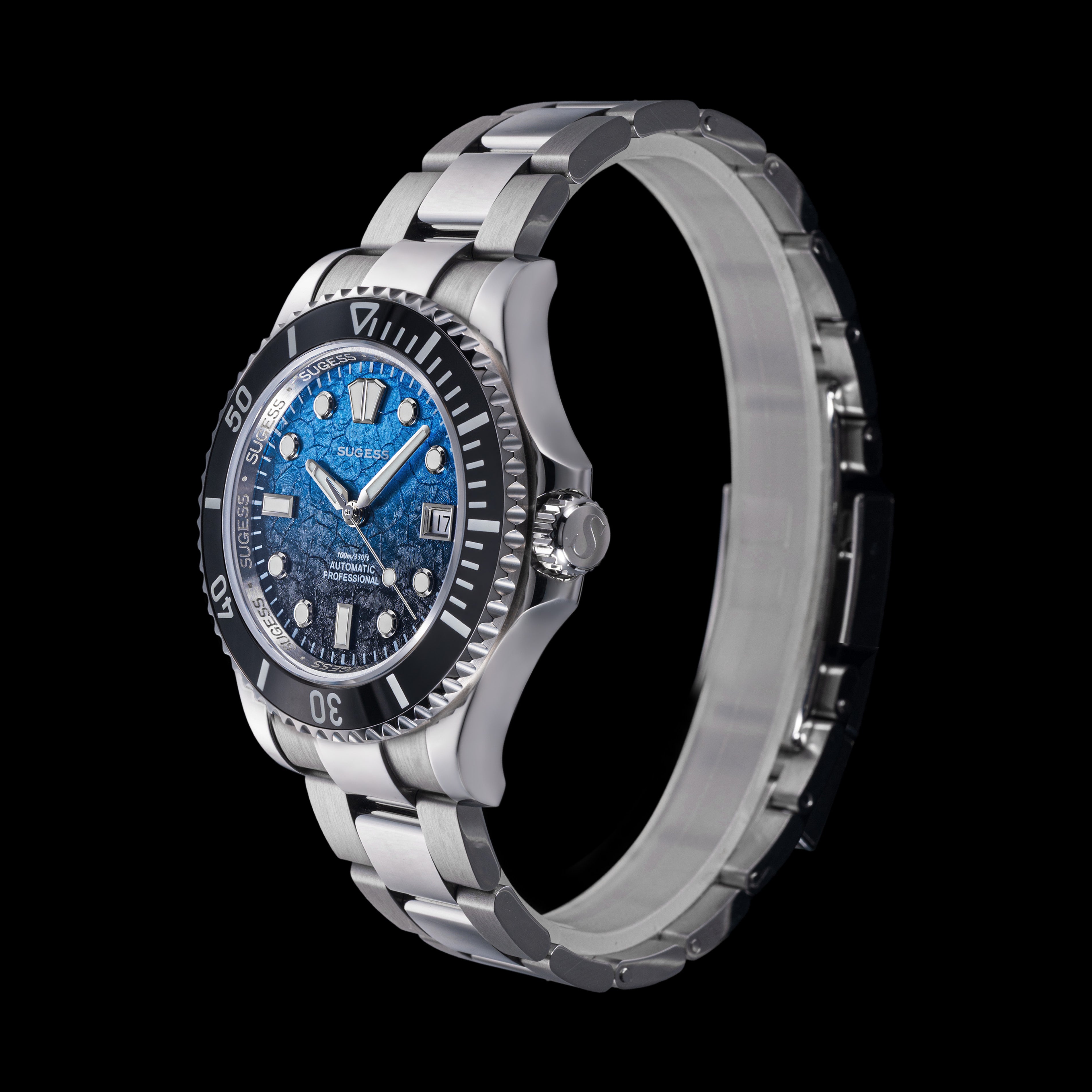 Sugess S476 Blue Glacier Crackle Dial Automatic