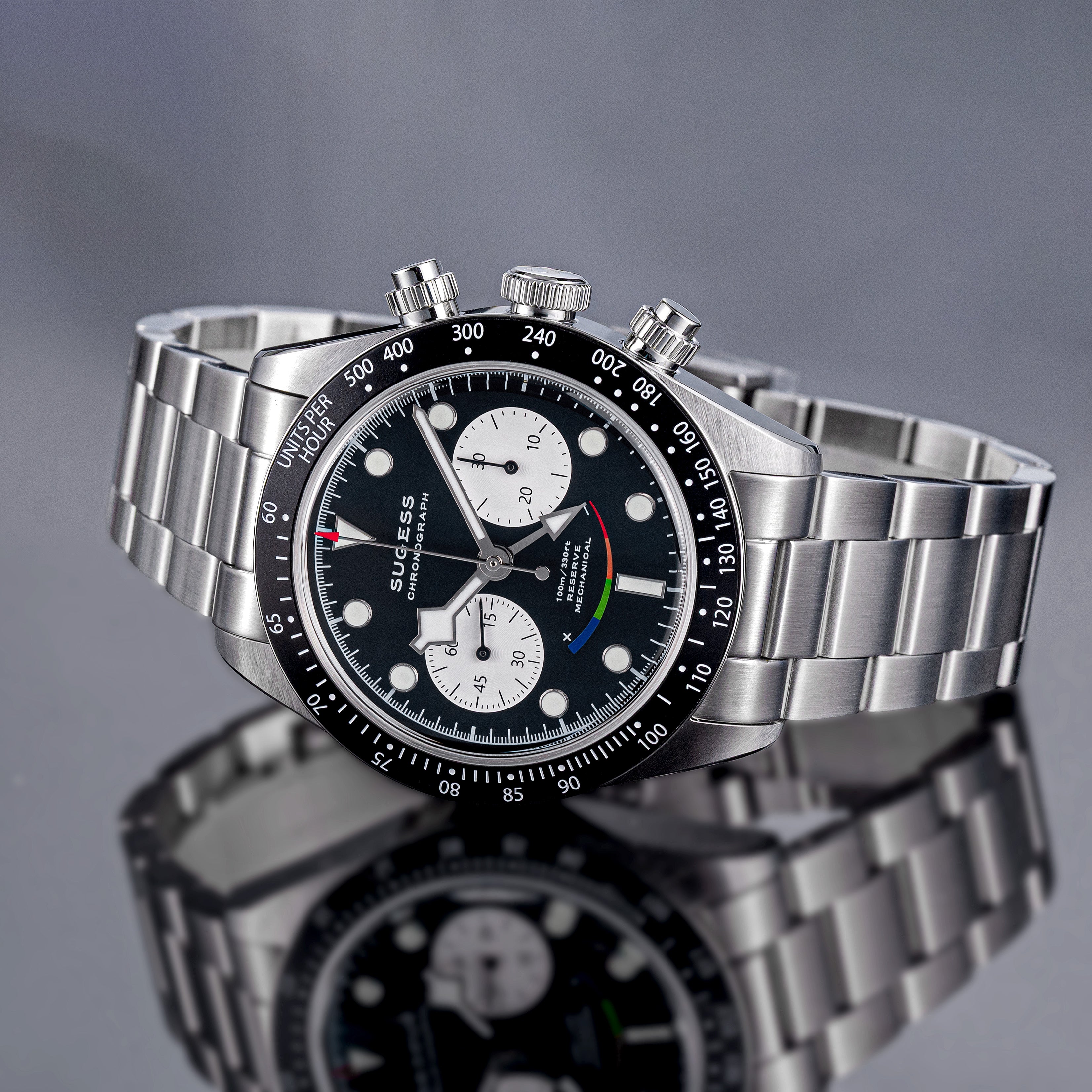 Chrono Heritage S475 Chronograph Power Reserve Smile Black Panda Dial