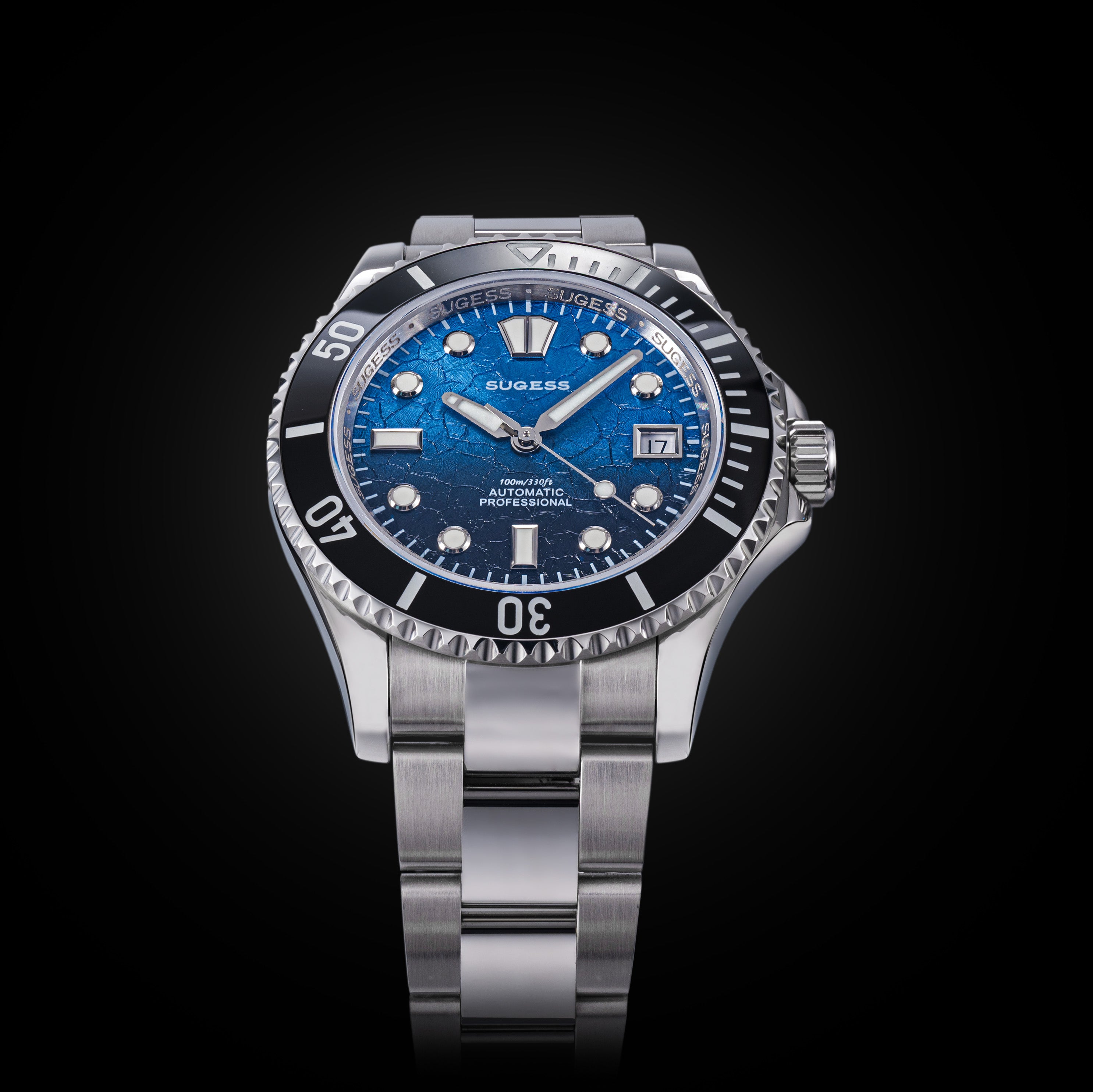 Sugess S476 Blue Glacier Crackle Dial Automatic