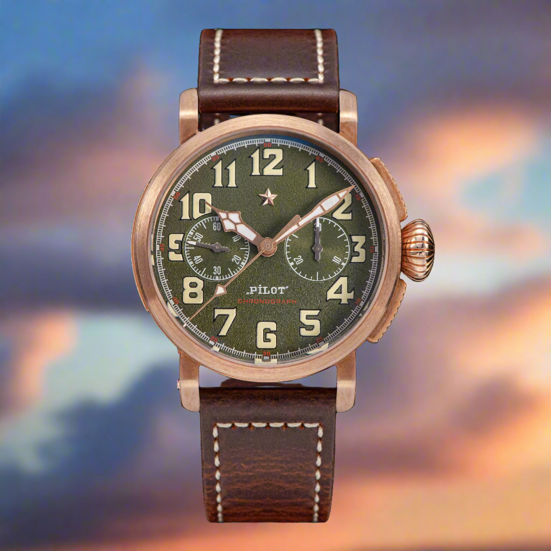 Pilot Master S409 Green Dial Chronograph CuSn8 Bronze CUSN8 BRONZE