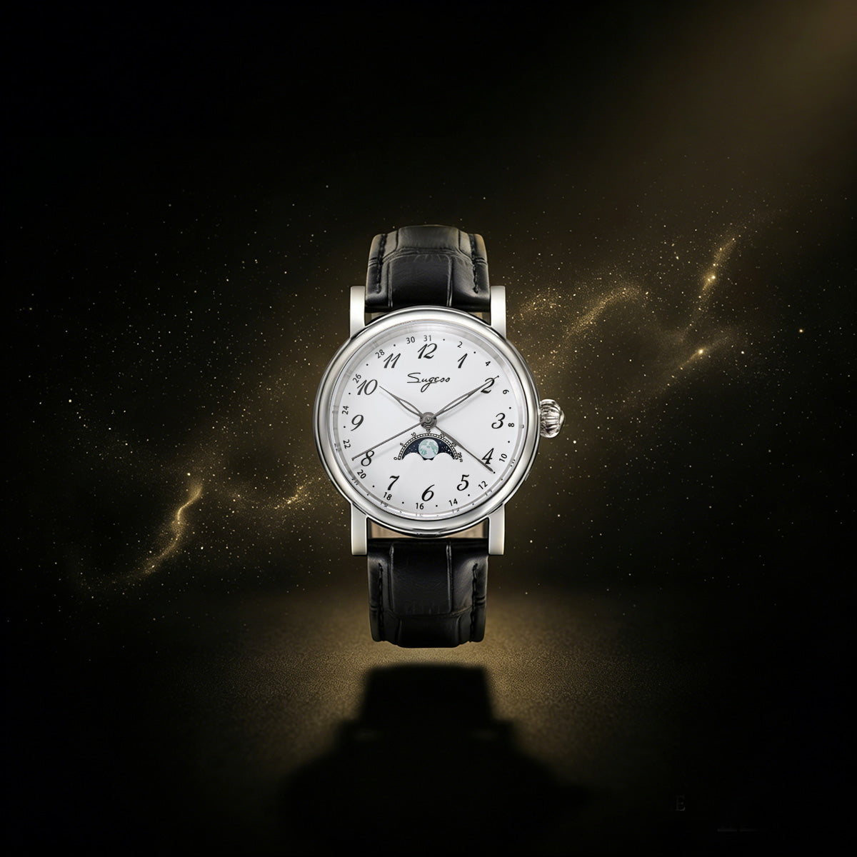 Sugess Luminous Moonphase Seagull ST2108 Movement Watch SU2108SK
