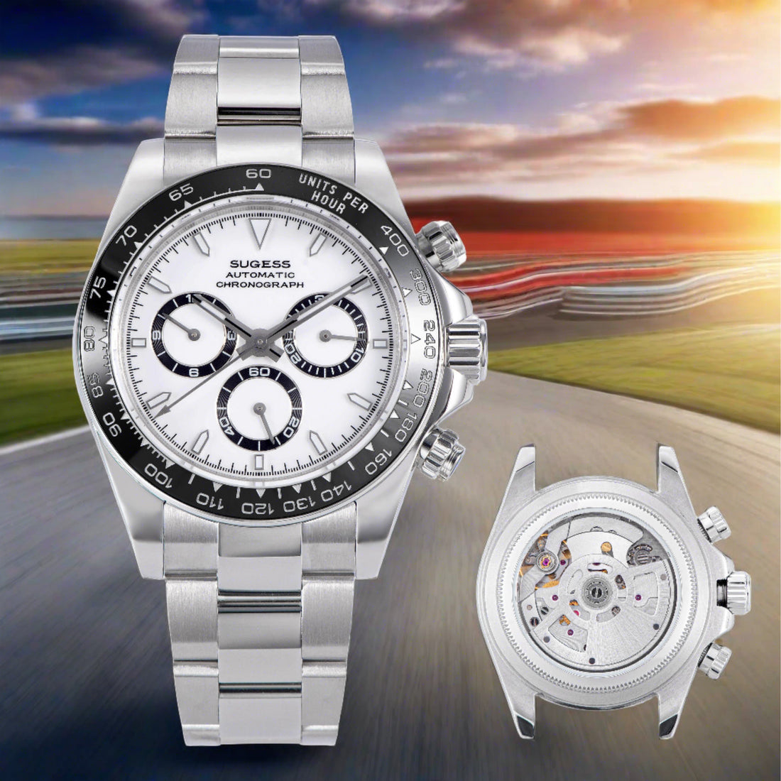 Automatic Chronograph S418-2.002 White Dial Ceramic Bezel Professional