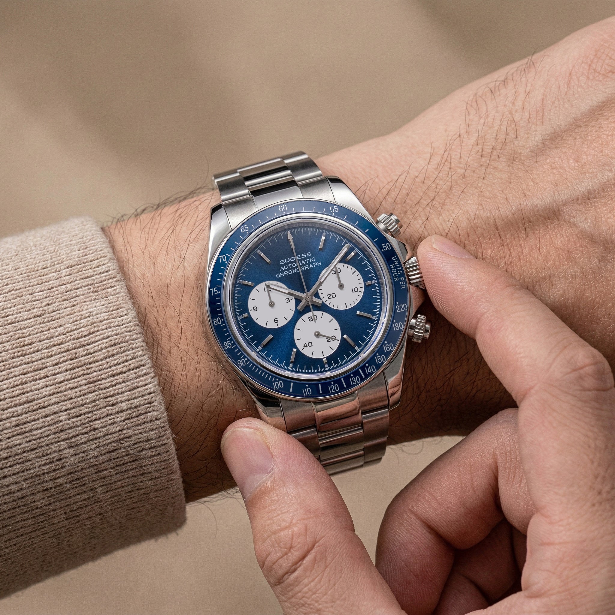 Sugess S473 Automatic Chronograph Sapphire Bezel Blue Dial