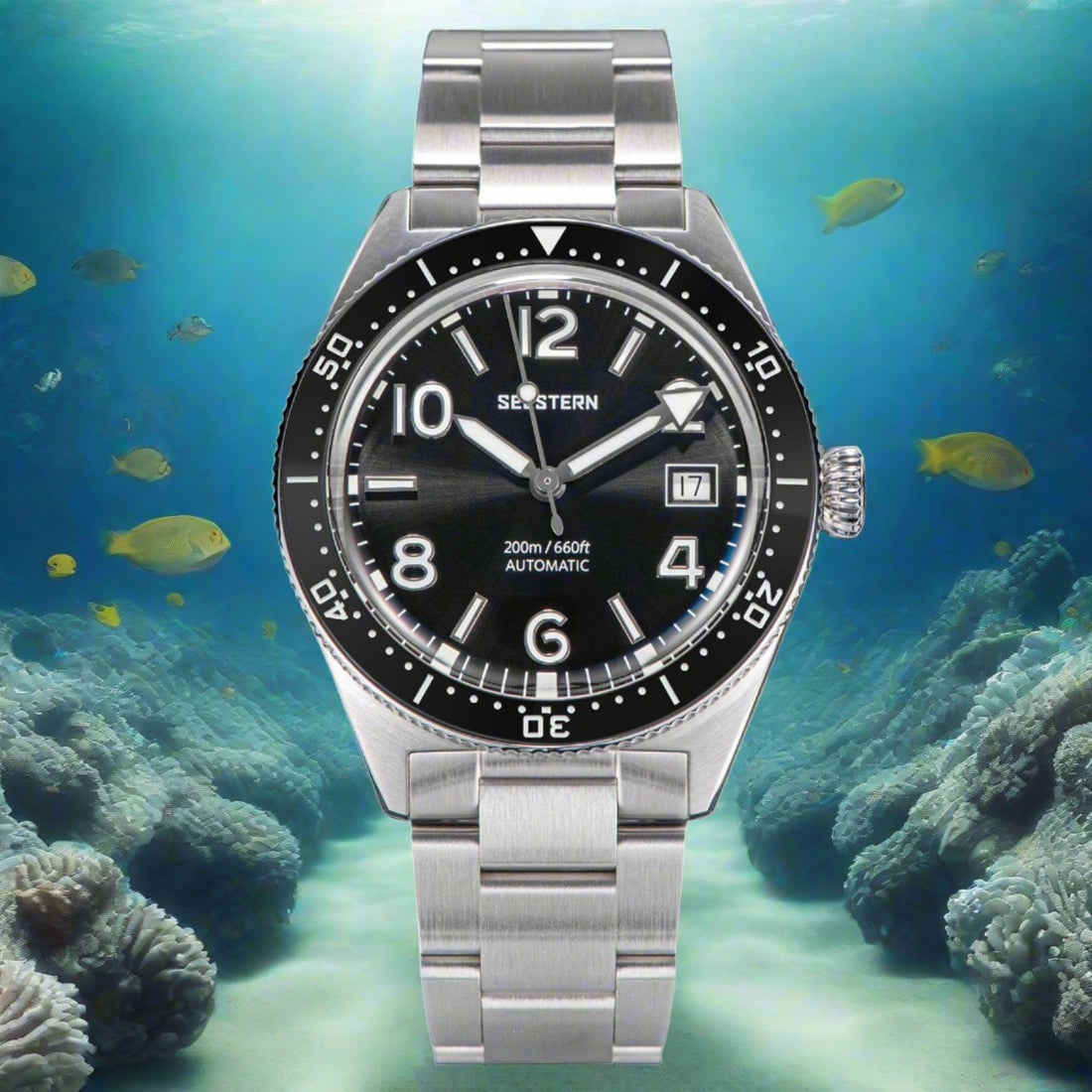 Seestern S435 Professional Diver Stainless-Steel Bracelet (Seagull ST2130 movement)