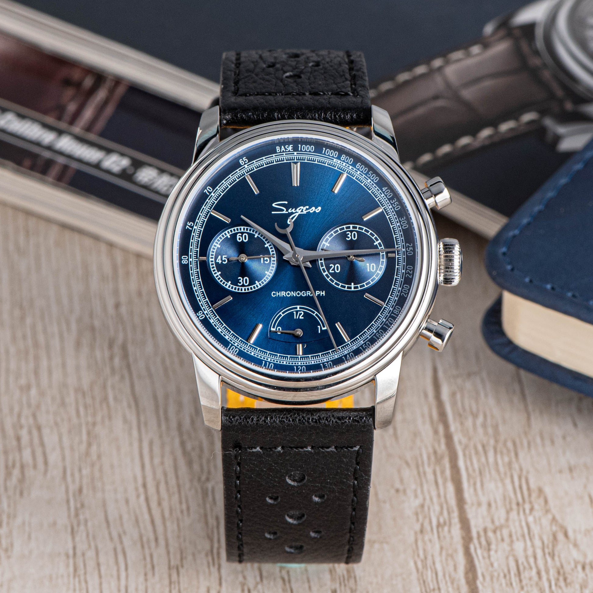 Chrono Master 438 Deep Blue Dial Power Reserve Indicator – Sugess Watch
