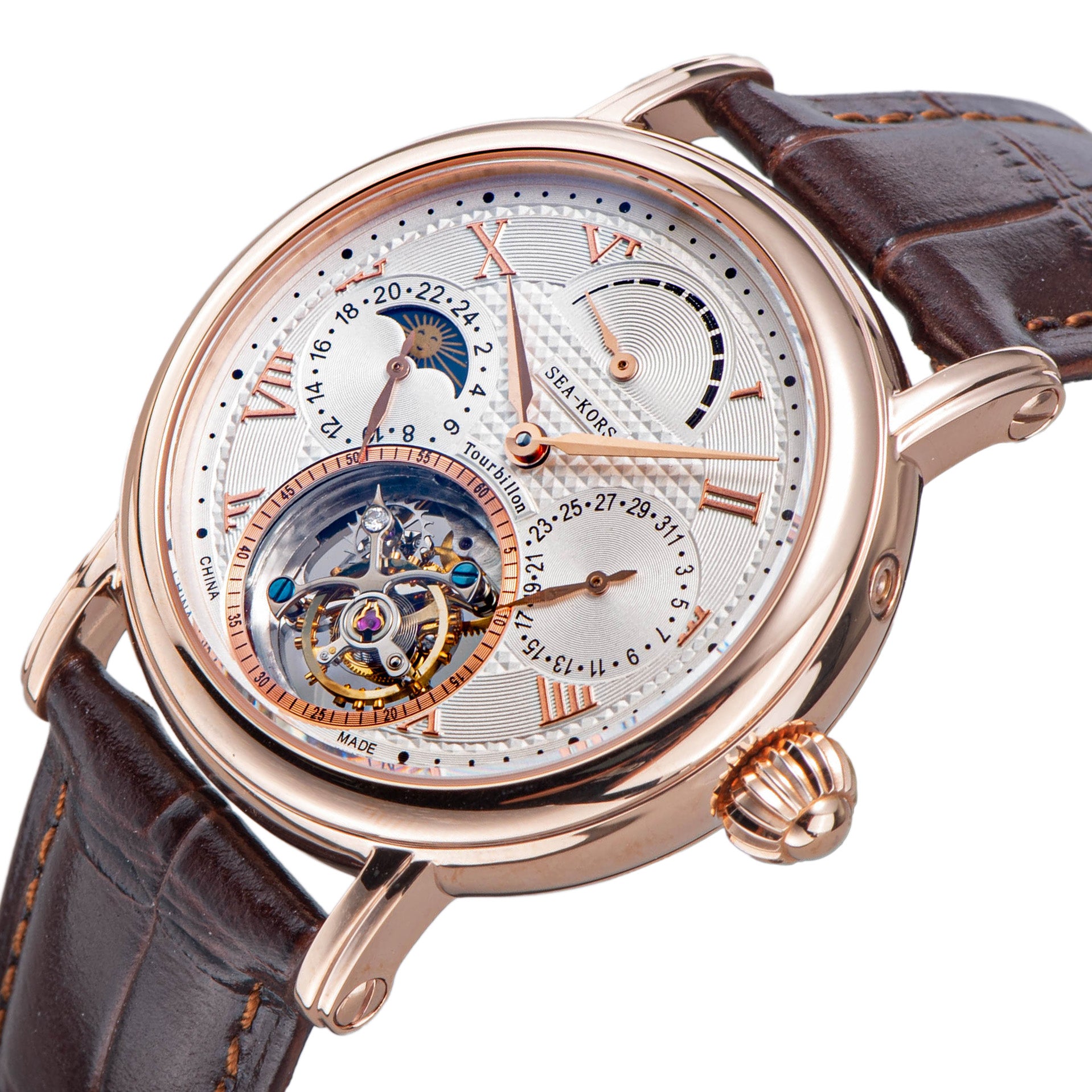Sugess seakors Seagull ST8007 Tourbillon Movement Watch SE8007GW