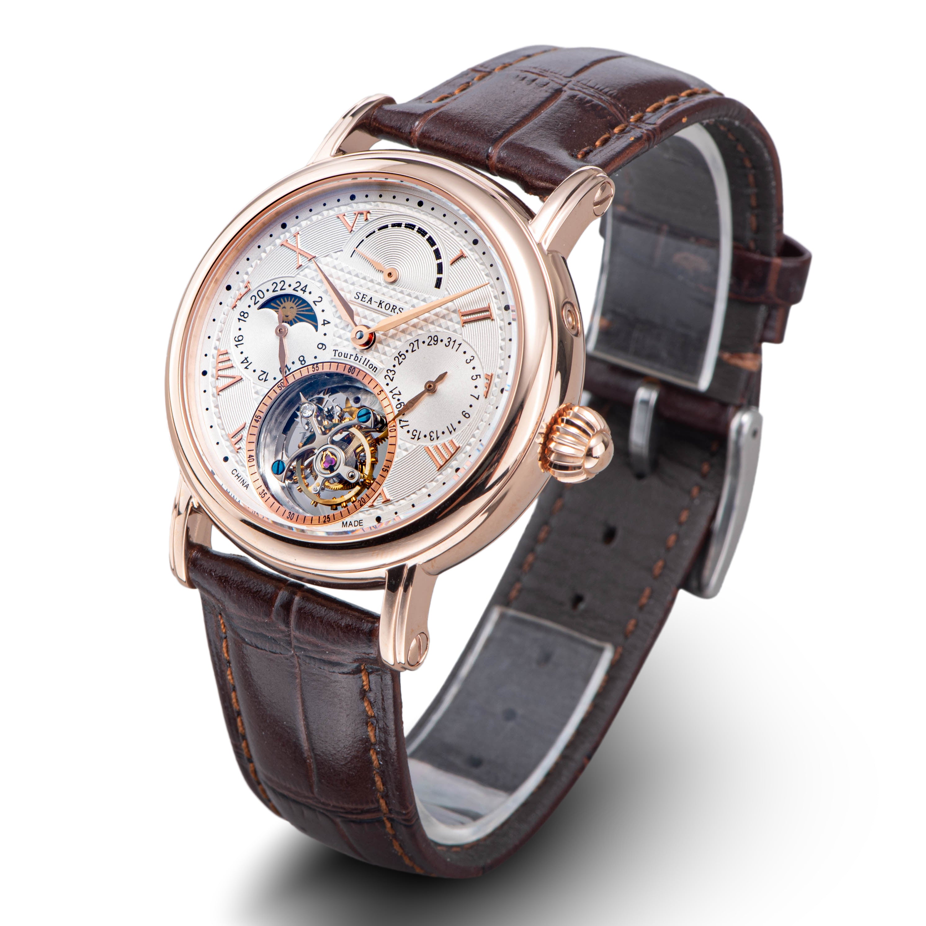 Sugess seakors Seagull ST8007 Tourbillon Movement Watch SE8007GW