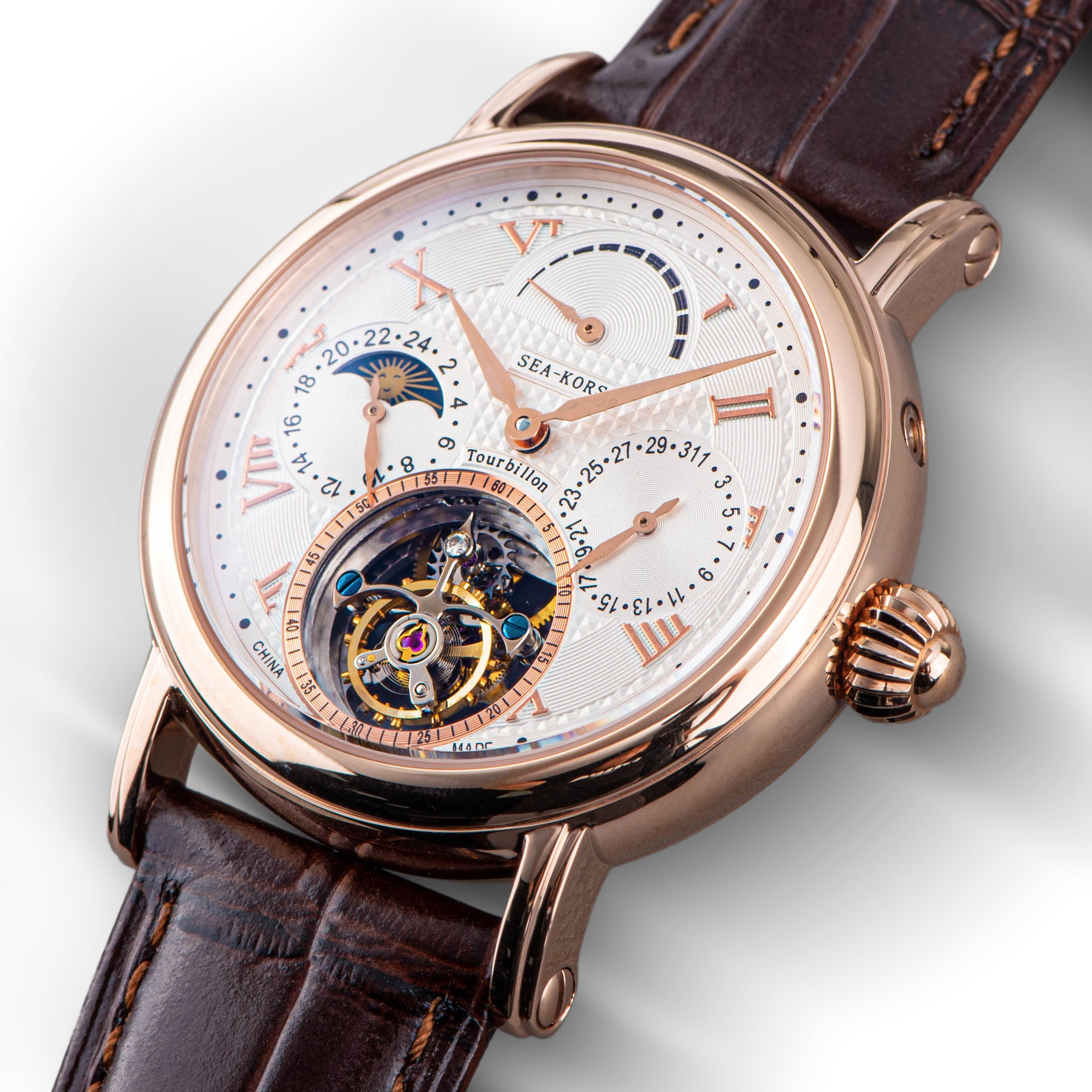 Sugess seakors Seagull ST8007 Tourbillon Movement Watch SE8007GW