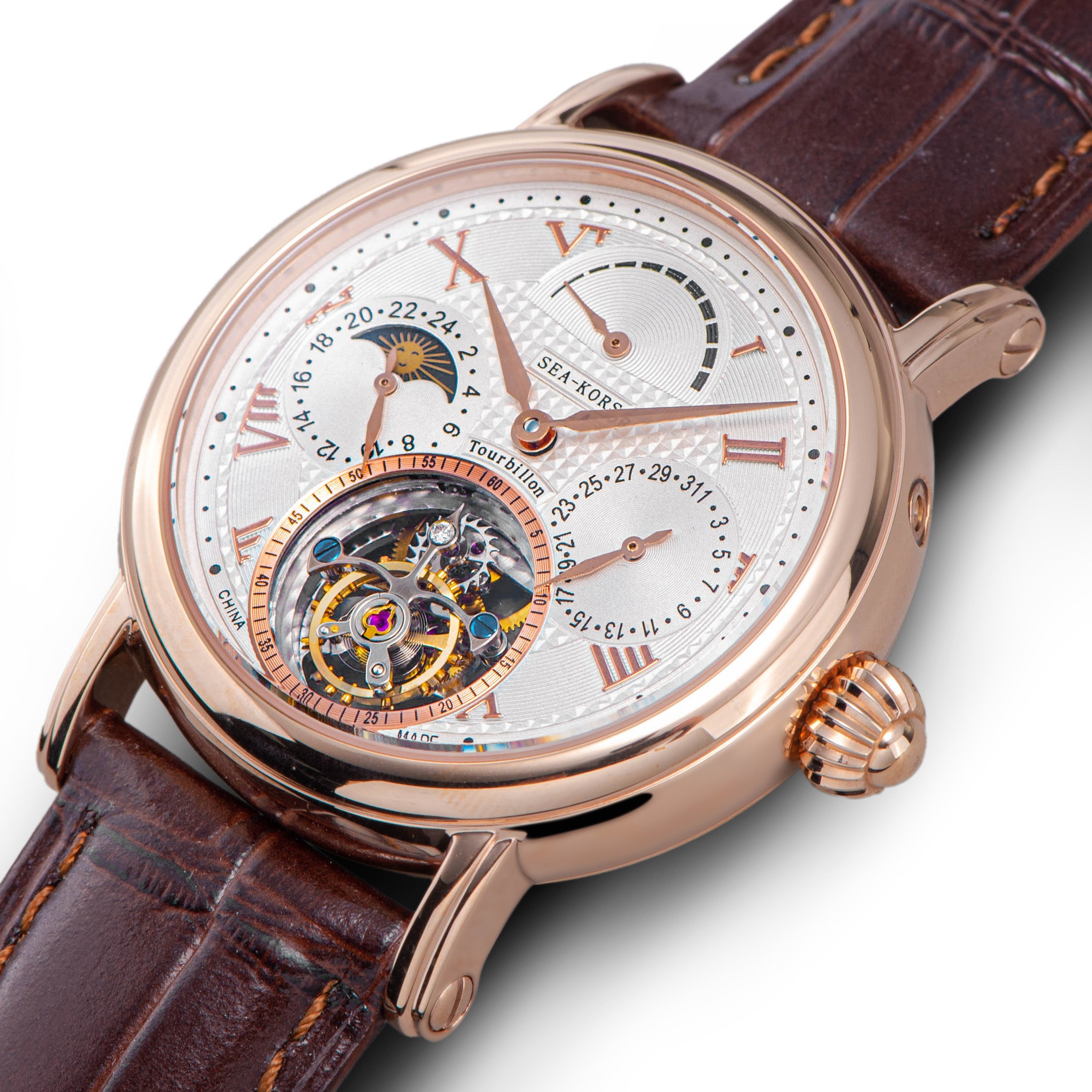 Sugess seakors Seagull ST8007 Tourbillon Movement Watch SE8007GW