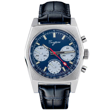 Chrono Heritage S419 Chronograph Blue Panda Dial Leather Strap