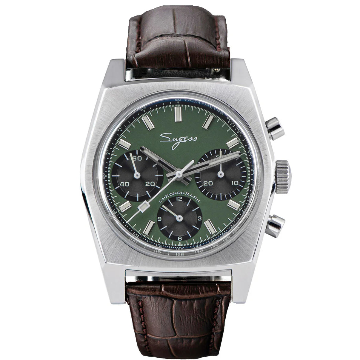 Chrono Heritage S419 Chronograph Green Dial Leather Strap