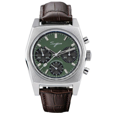 Chrono Heritage S419 Chronograph Green Dial Leather Strap
