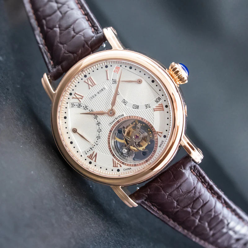 Seakors Tourbillon SE8004GW Rose Gold Case