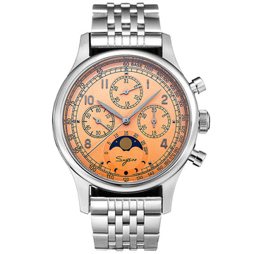 MoonPhase Master S389-2 Salmon Dial Swan Neck Regulator Bracelet