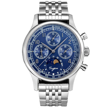 MoonPhase Master S389-2 Deep Blue Swan Neck Regulator Bracelet